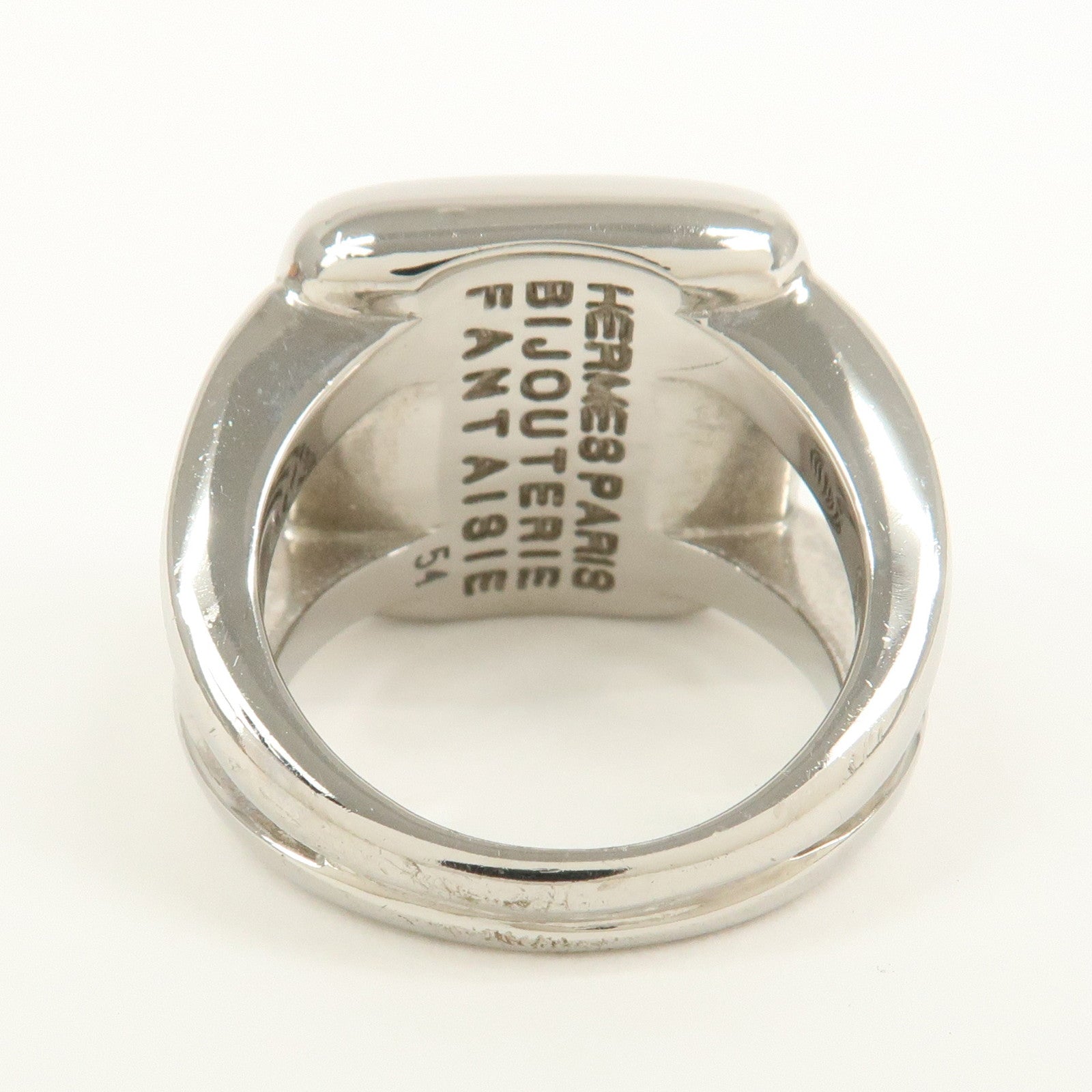 HERMES Sellier Shell Metal Ring Silver #53 US7