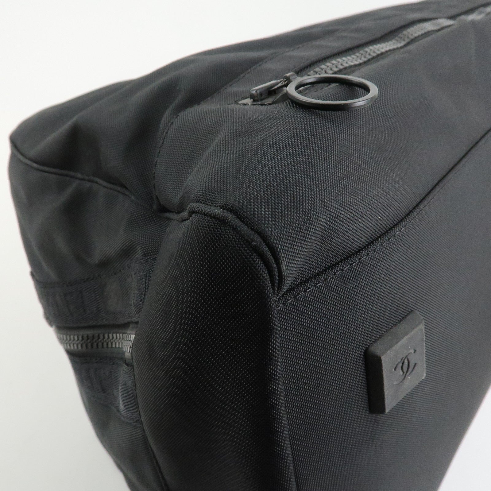 CHANEL Sport Line COCO Mark Nylon Boston Bag Shoulder Bag Black