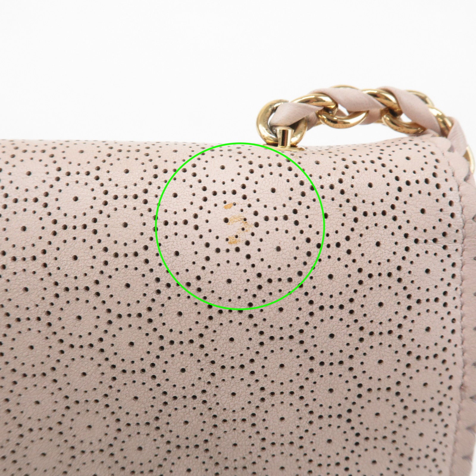 Ferragamo Vara Leather Ribbon Chain Shoulder Bag Pink Used