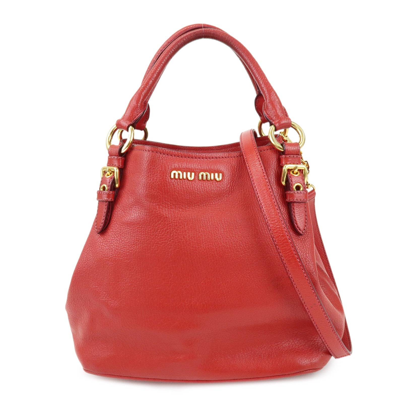 MIU MIU 2Way Bag Hand Bag Shoulder Bag Red RM0886