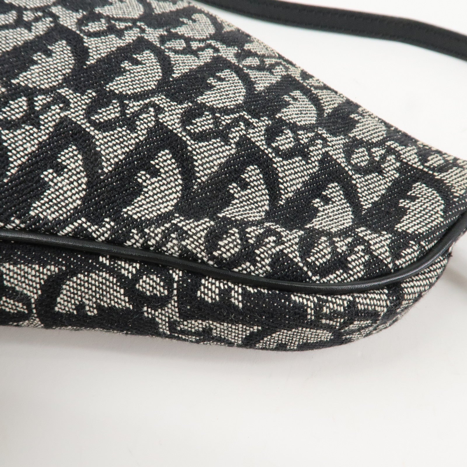 Christian Dior Trotter Canvas Leather Saddle Pouch Shoulder Bag Black Used