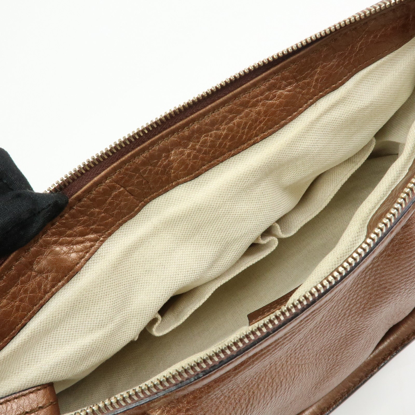 GUCCI Sukey Interlocking G Leather 2Way Shoulder Bag Bronze 247902