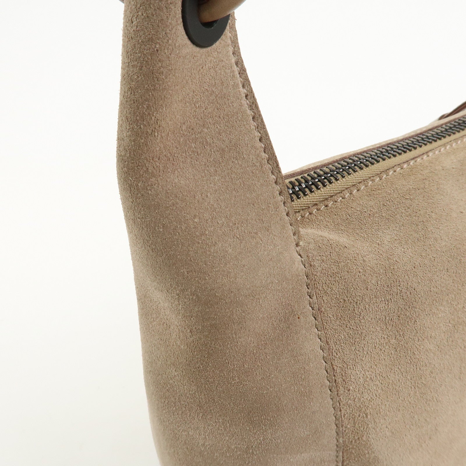 GUCCI Logo Suede Shoulder Bag Hand Bag Beige 101333