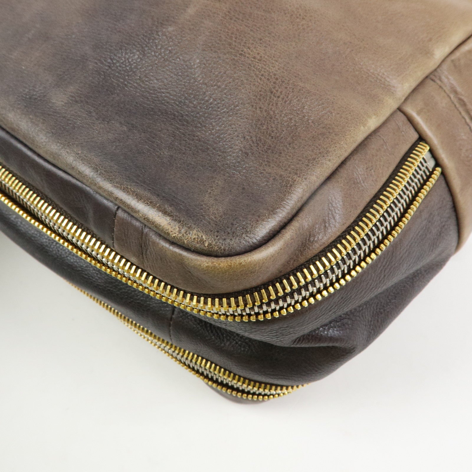 PRADA Logo Leather 2Way Bag Hand Bag Shoulder Bag Brown BL0472