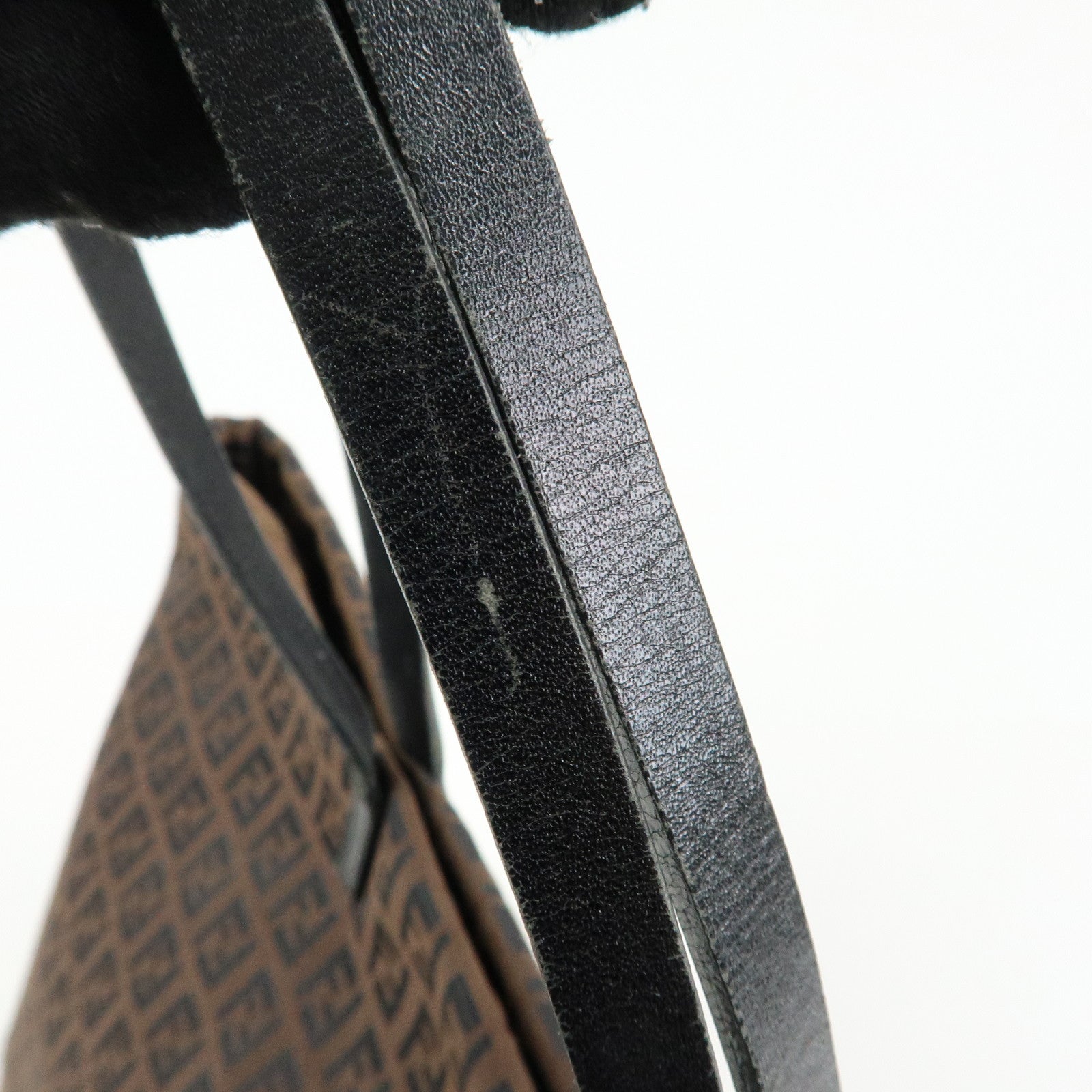 FENDI Zucchino Canvas Leather Tote Bag Shoulder Bag Brown 8BH025