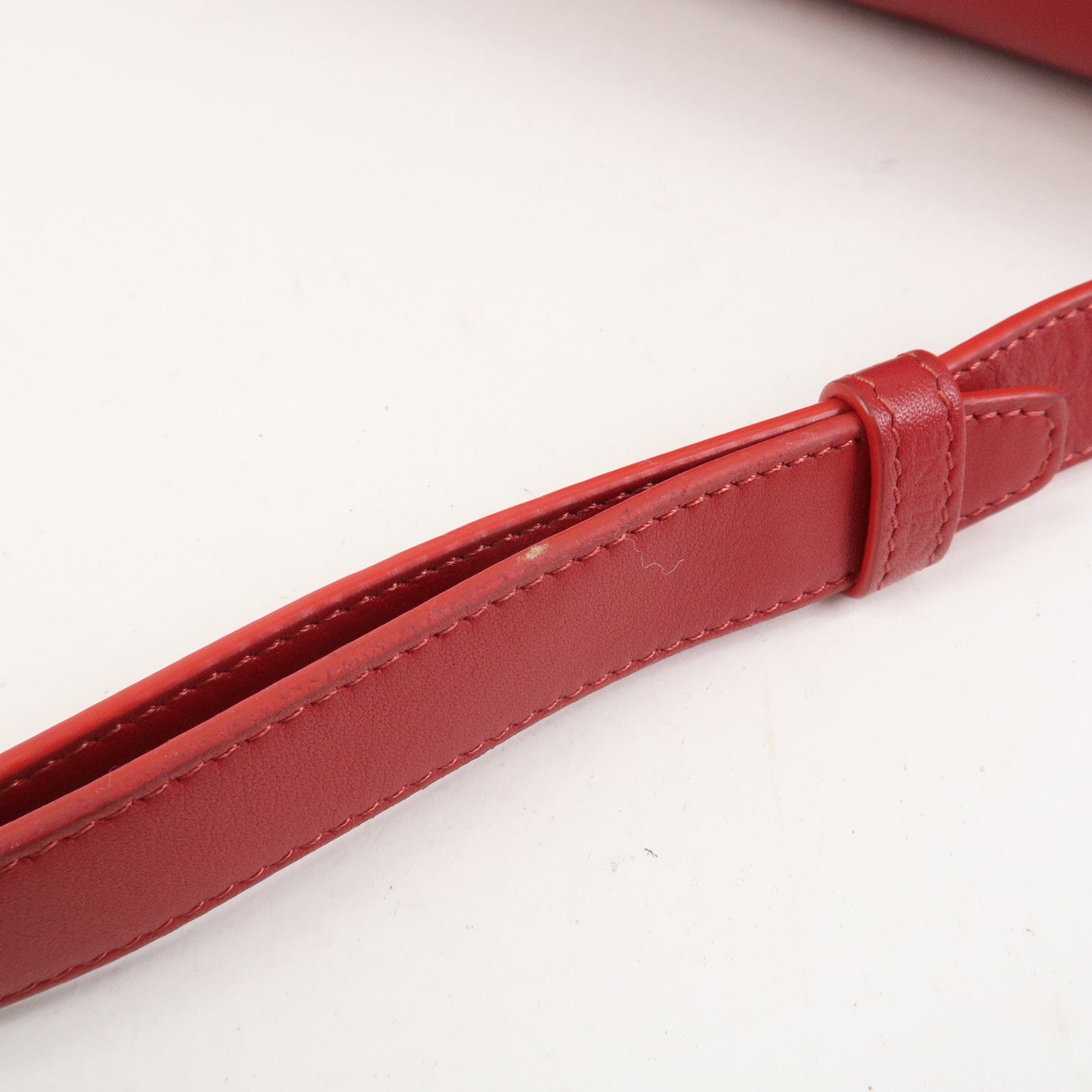 CELINE Leather C Charm Waist Bag Body Bag Red