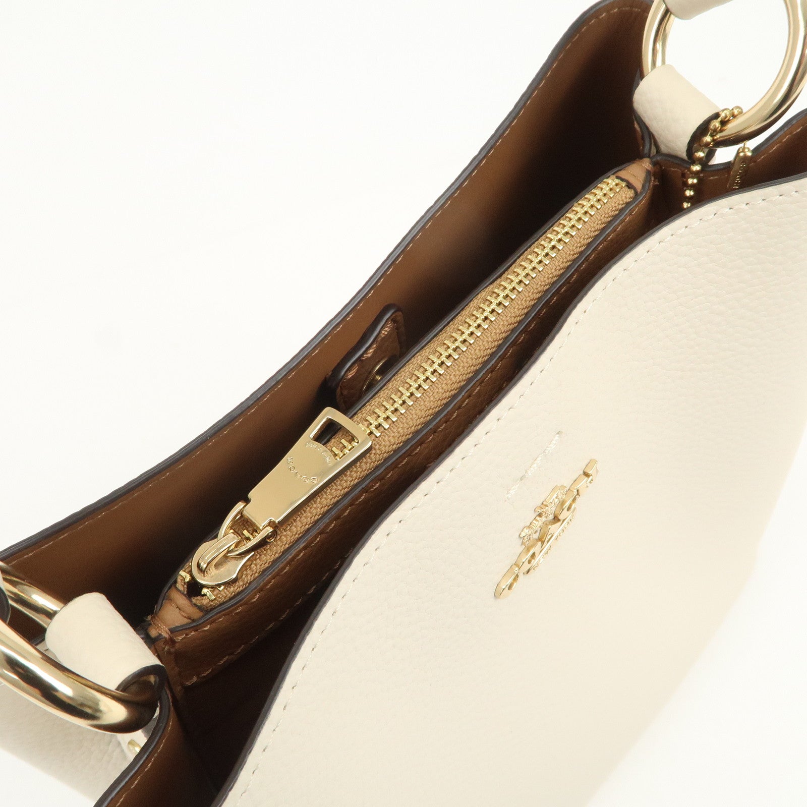 COACH Leather 2Way Bag Hand Bag Shoulder Bag White