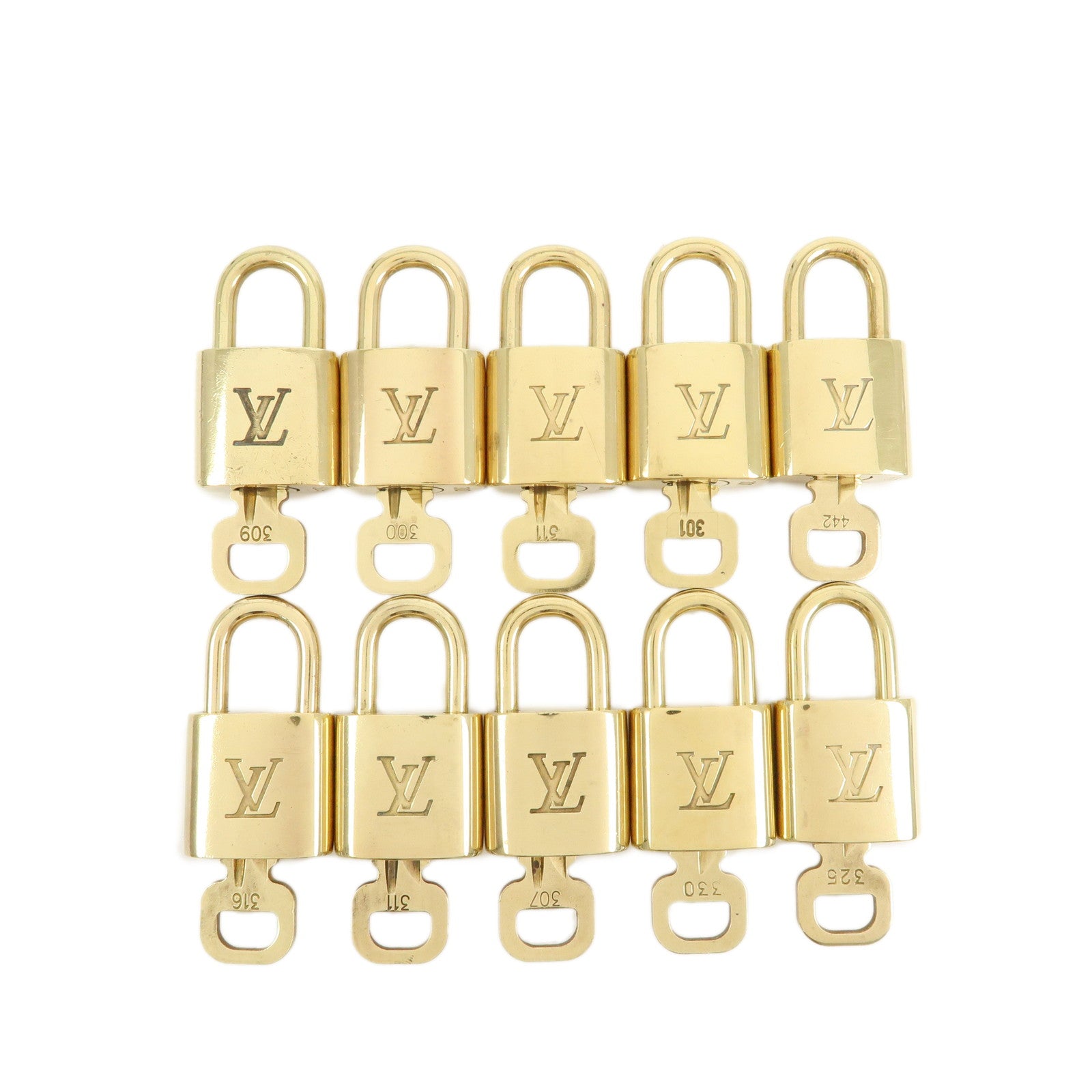 Louis Vuitton Set of 10 Lock & Key Cadena Key Lock Gold