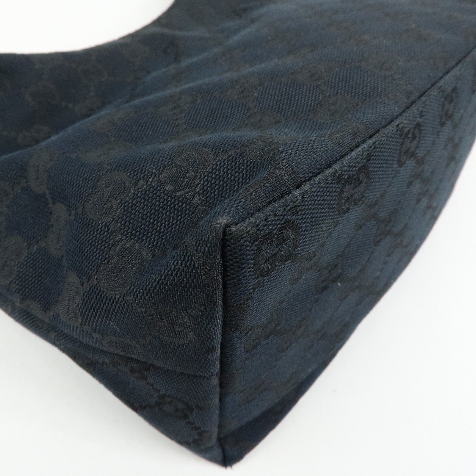 GUCCI GG Canvas Leather Hand Bag Shoulder Bag Black 001・3386