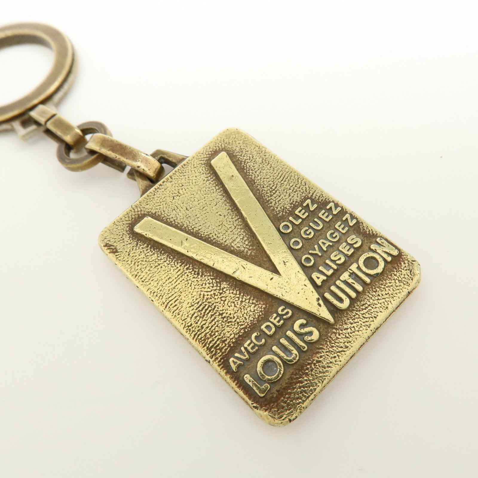 Louis Vuitton Logo Set of 2 Metal Bag Charm Key Charm Gold