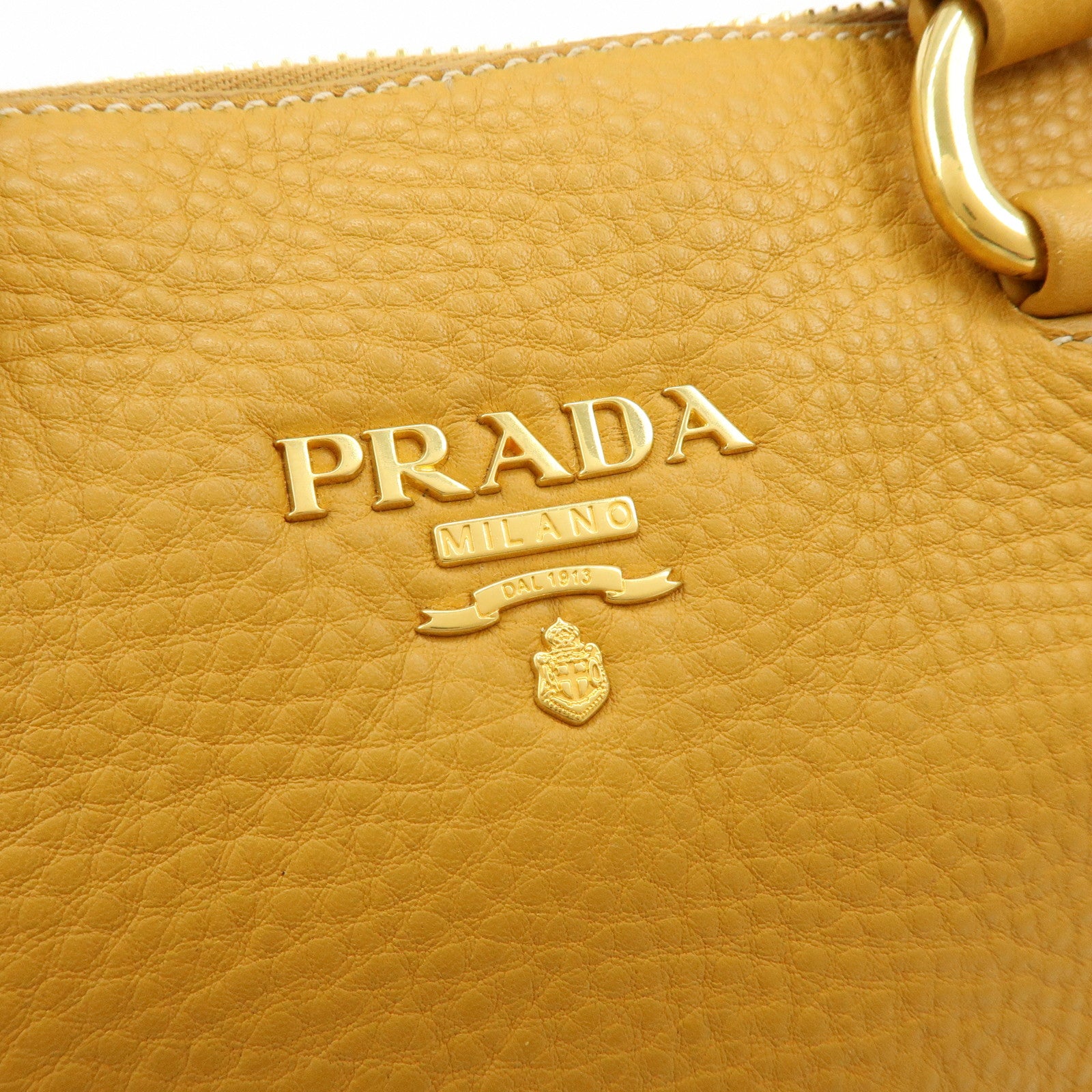 PRADA Triangle Logo Leather 2Way Bag Hand Bag Shoulder Bag BL0778
