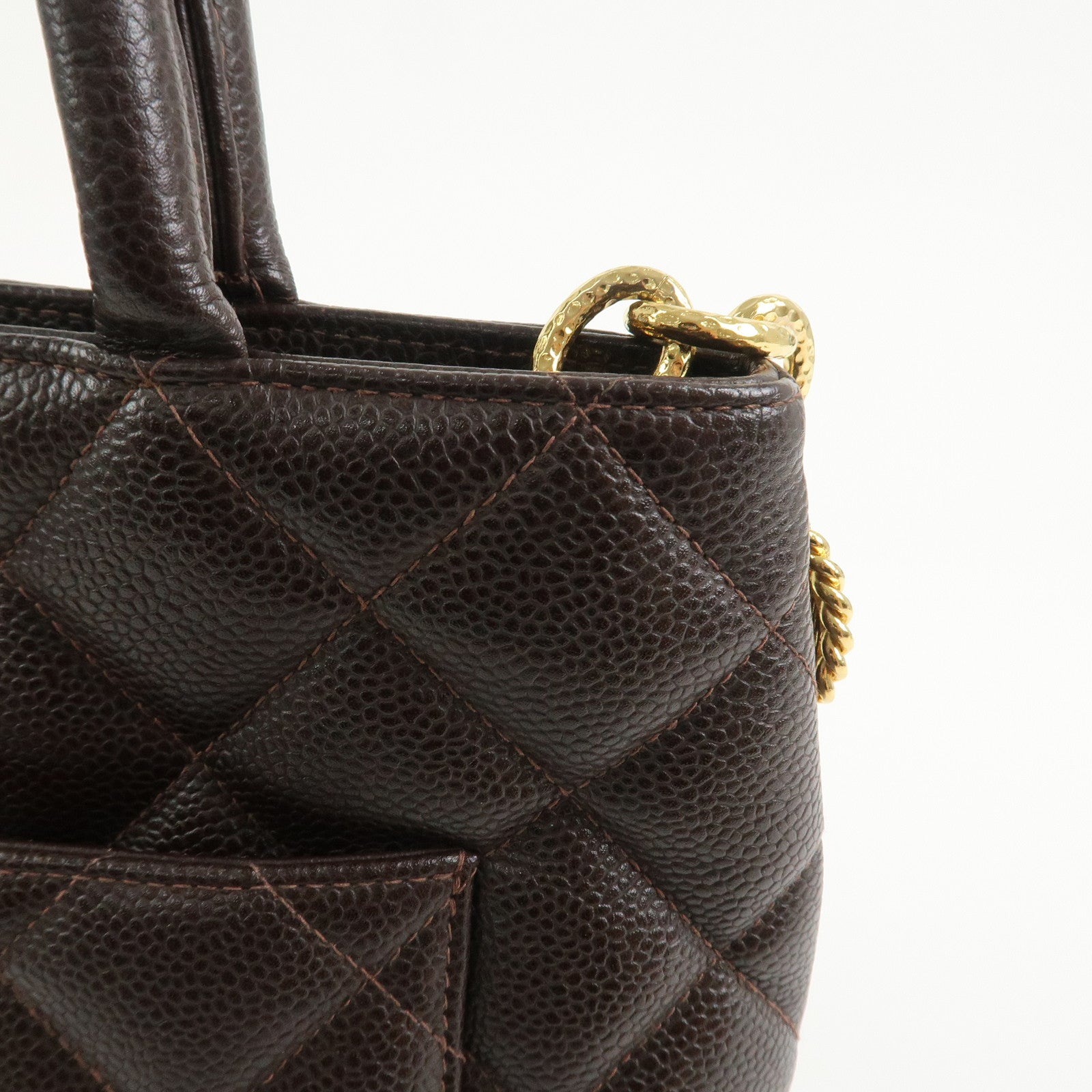 CHANEL Matelasse Caviarskin Medallion Tote Bag Hand Bag A01804