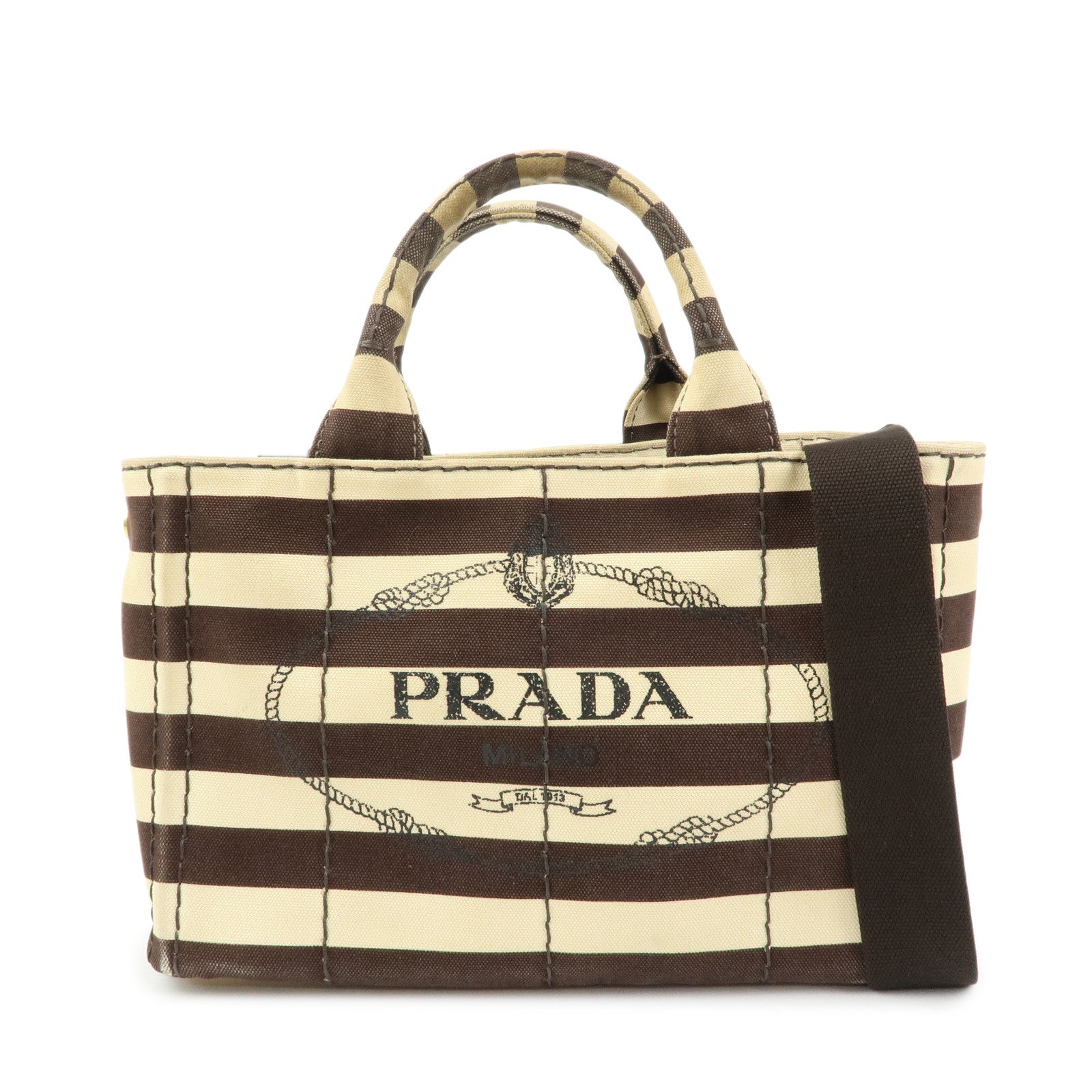 PRADA Triangle Logo Canapa Canvas 2Way Hand Bag Shoulder Bag B2642B