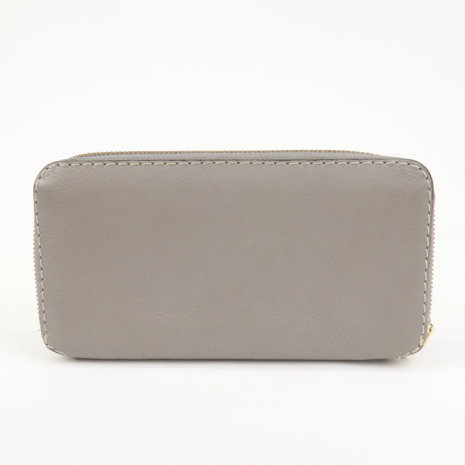 Chloe Marcie Leather Round Zippy Long Wallet Gray
