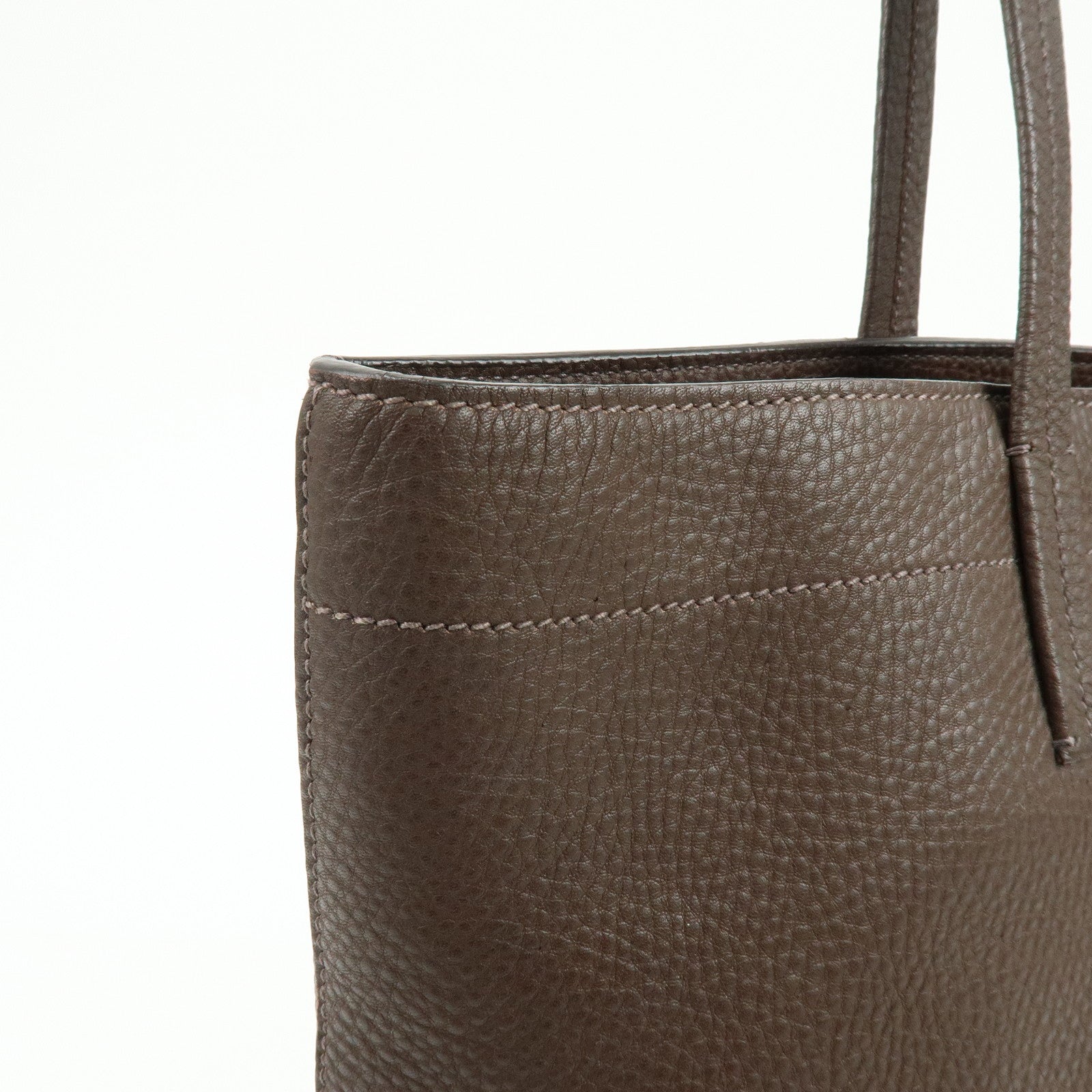 MIU MIU Logo Leather Tote Bag Shoulder Bag Hand Bag Dark Brown