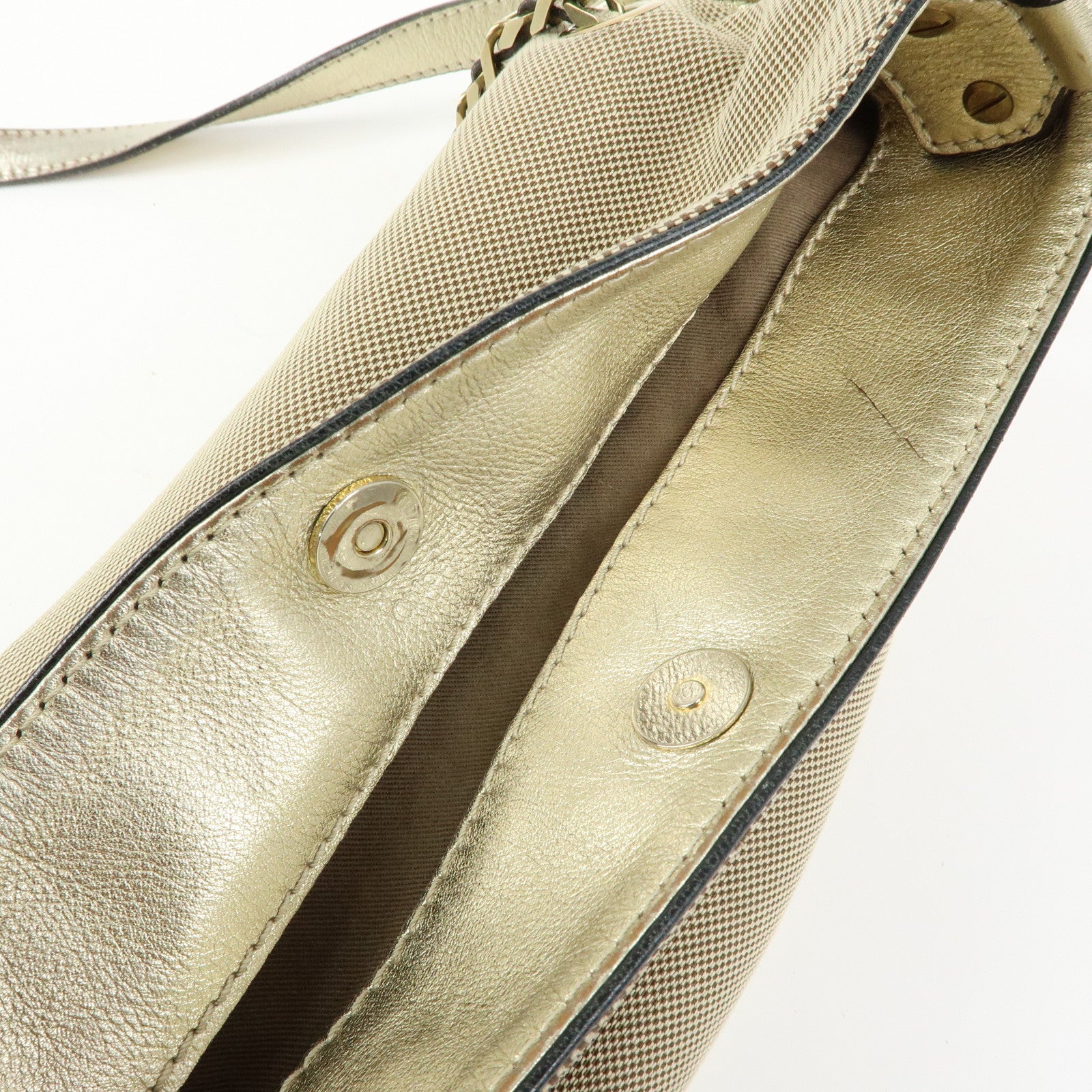 Chloe Harley Canvas Leather Shoulder Bag Crossbody Bag Beige Gold