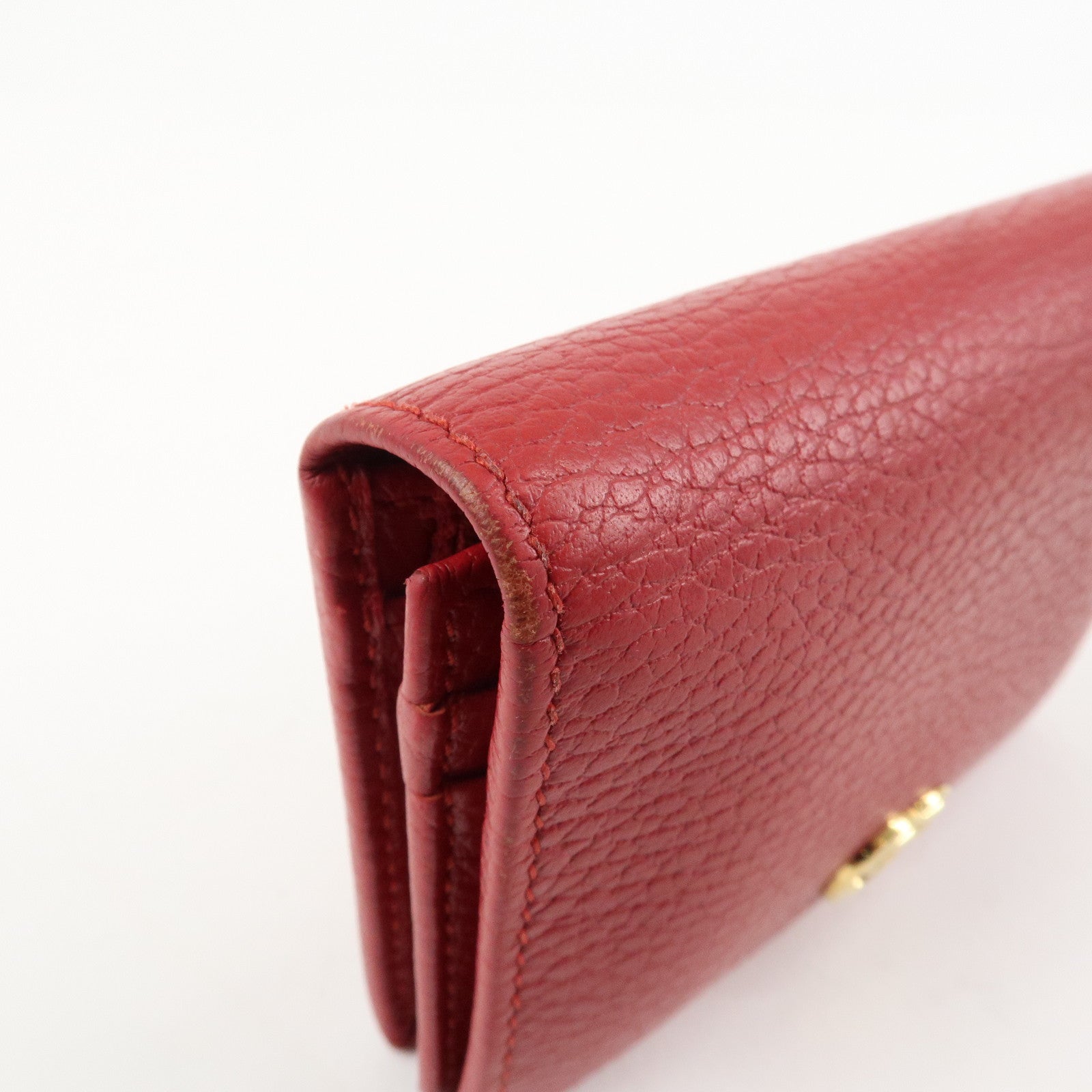 GUCCI GG Marmont Leather Bi-Fold Wallet Red 456126 Used