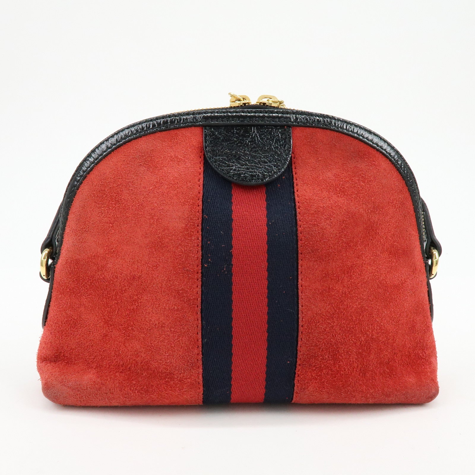 GUCCI Sherry Suede Leather Shoulder Crossbody Bag Red Navy 499621