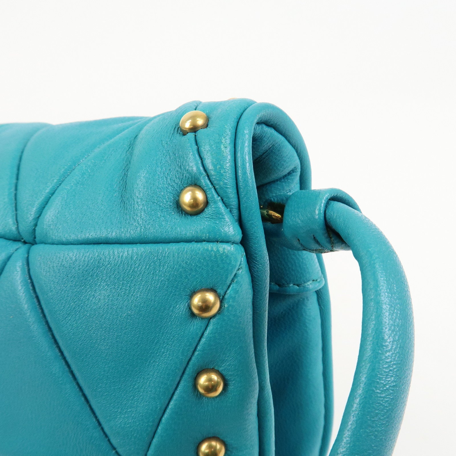 MIUMIU Matelasse Leather 2 Way Bag Shoulder Bag Blue RP0169