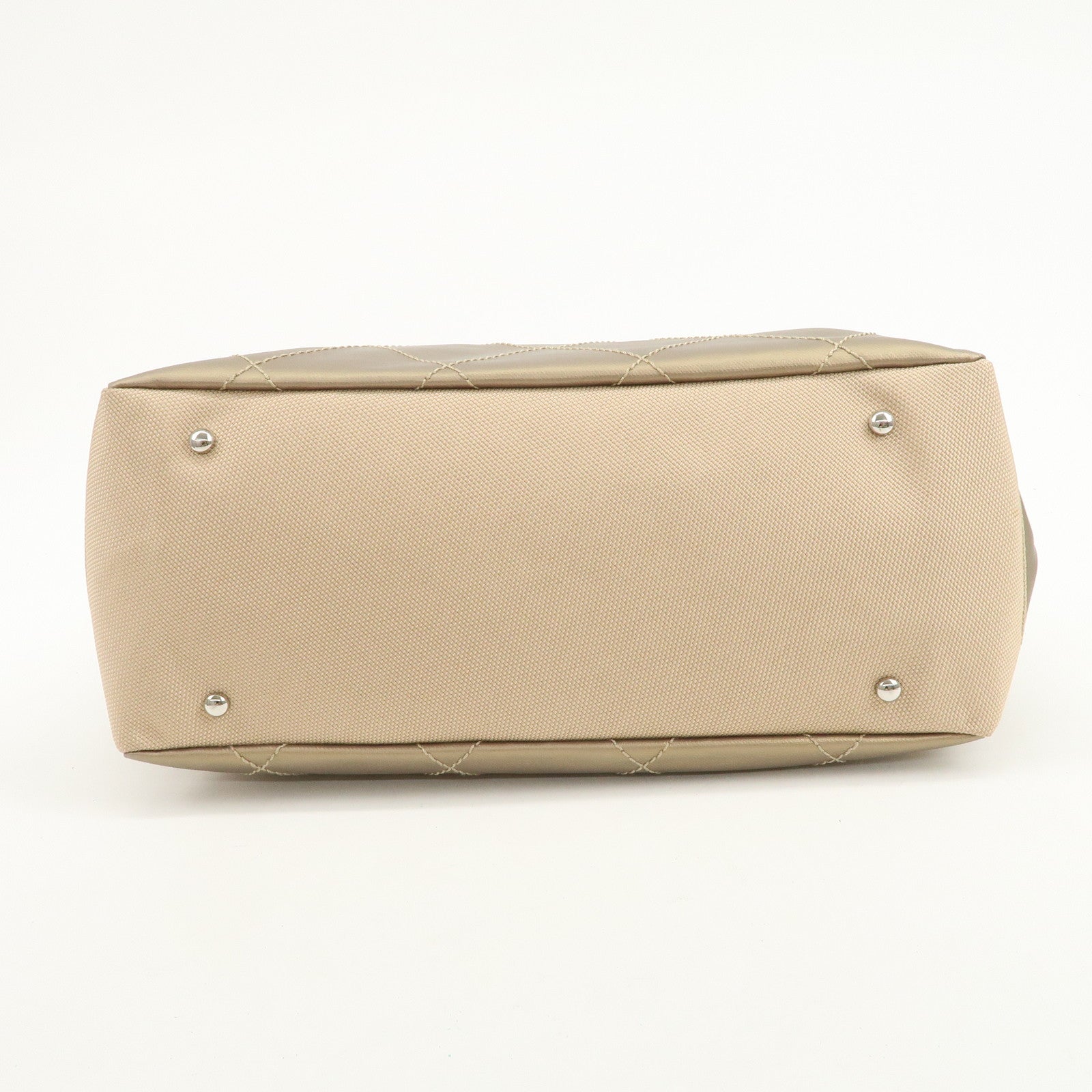 CHANEL Paris Biarritz MM PVC Canvas Tote Bag Hand Bag Beige A34209