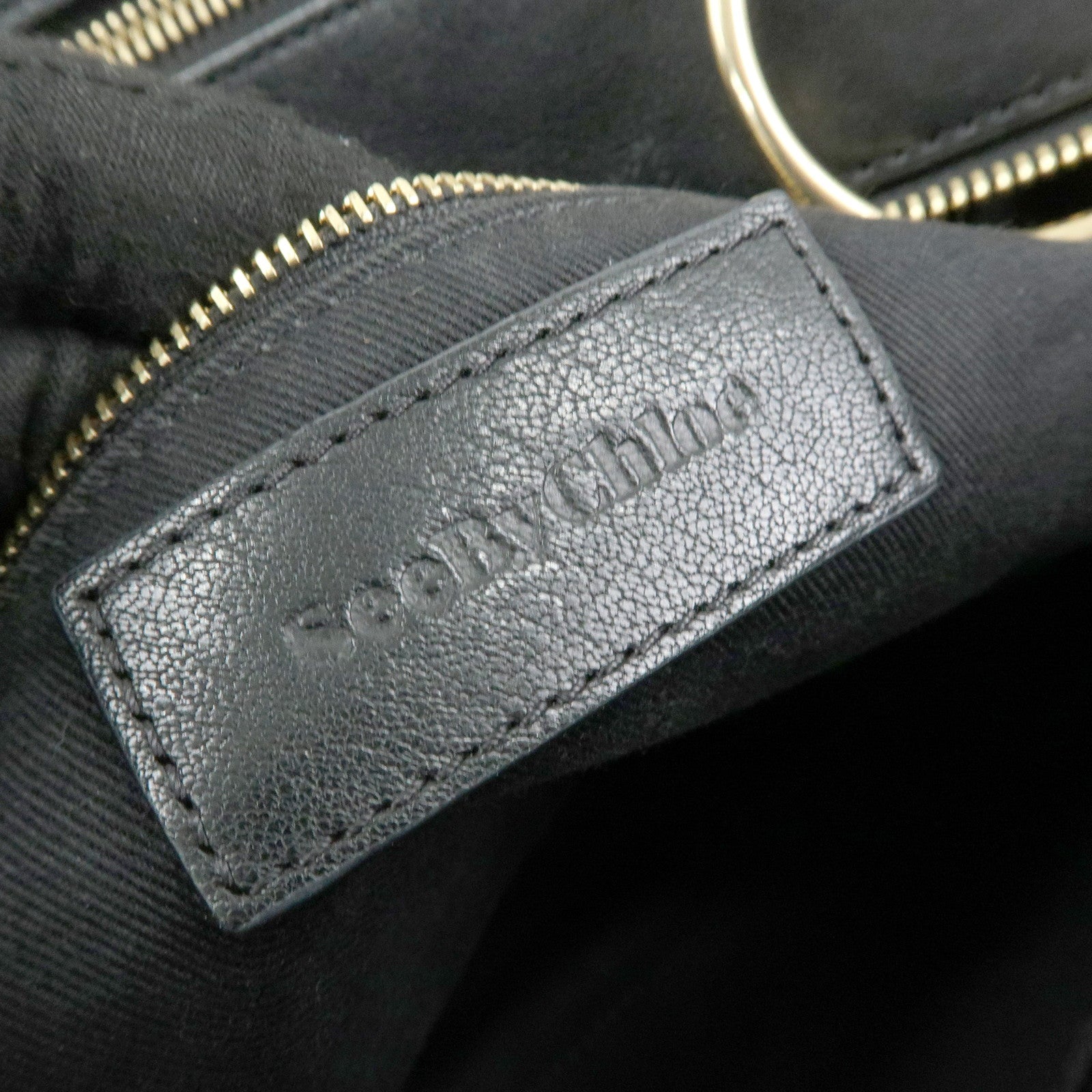 Chloe See by Cloe Leather 2Way Bag Shoulder Bag Hand Bag Black