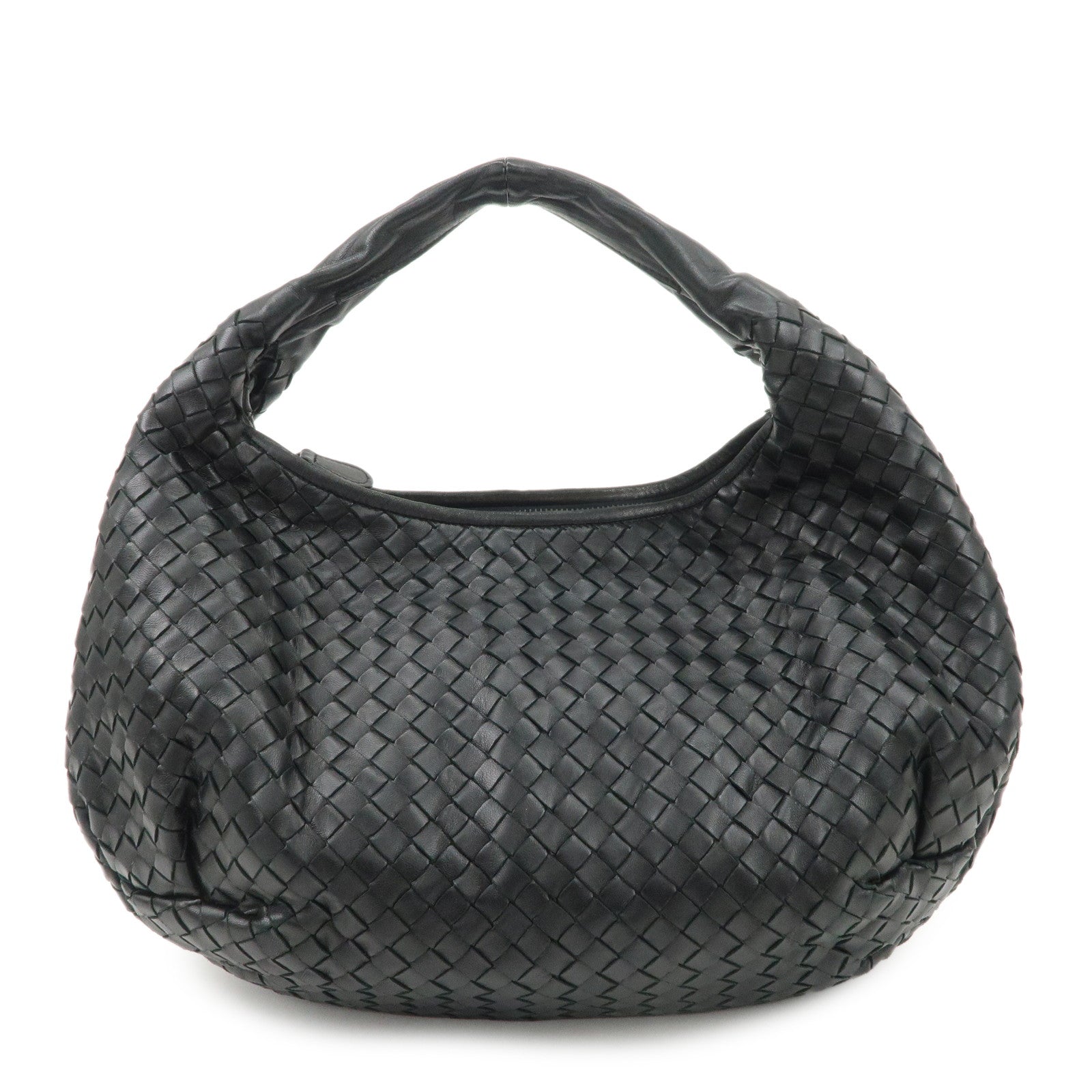 BOTTEGA VENETA Intrecciato Hobo Leather Shoulder Bag Black 232499