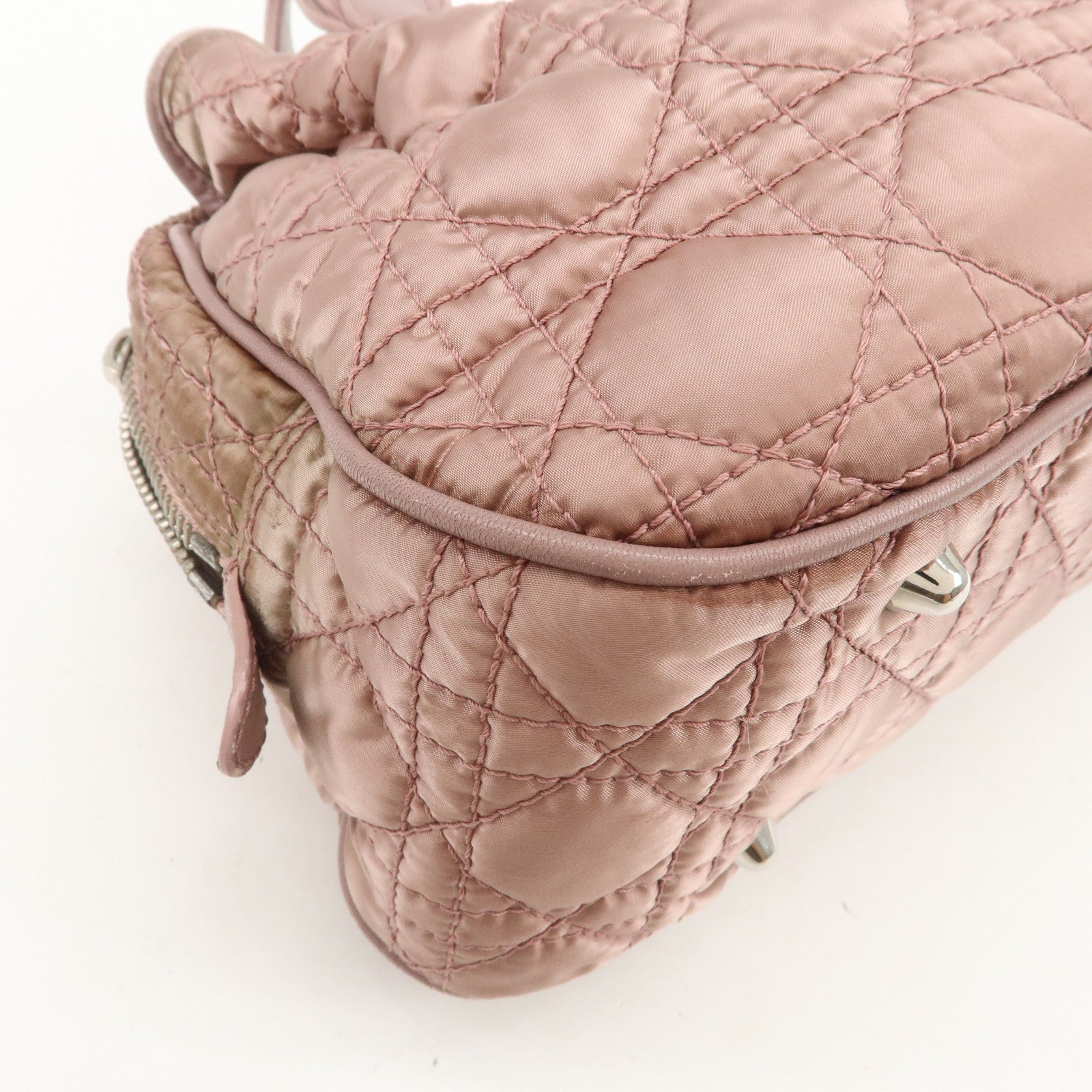 Christian Dior Canage Nylon Leather Hand Bag Pink