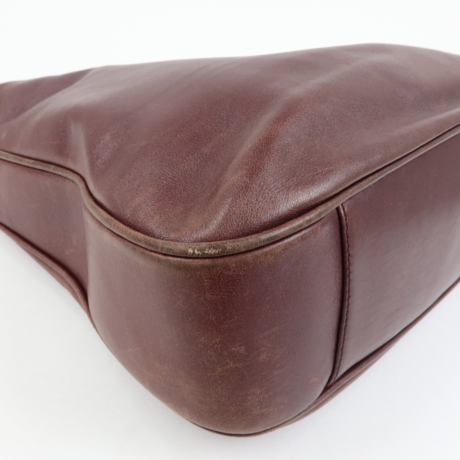 GUCCI Bamboo Leather 2Way Bag Hand Shoulder Bag Bordeaux 001・1577