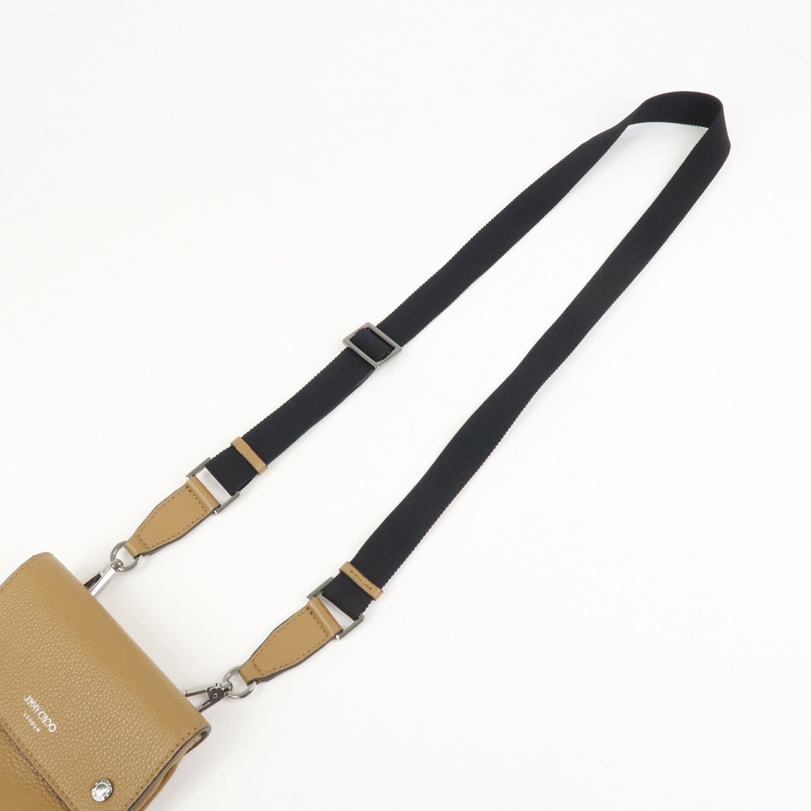 JIMMY CHOO Leather KIMI MESSANGER Studs Shoulder Bag Brown