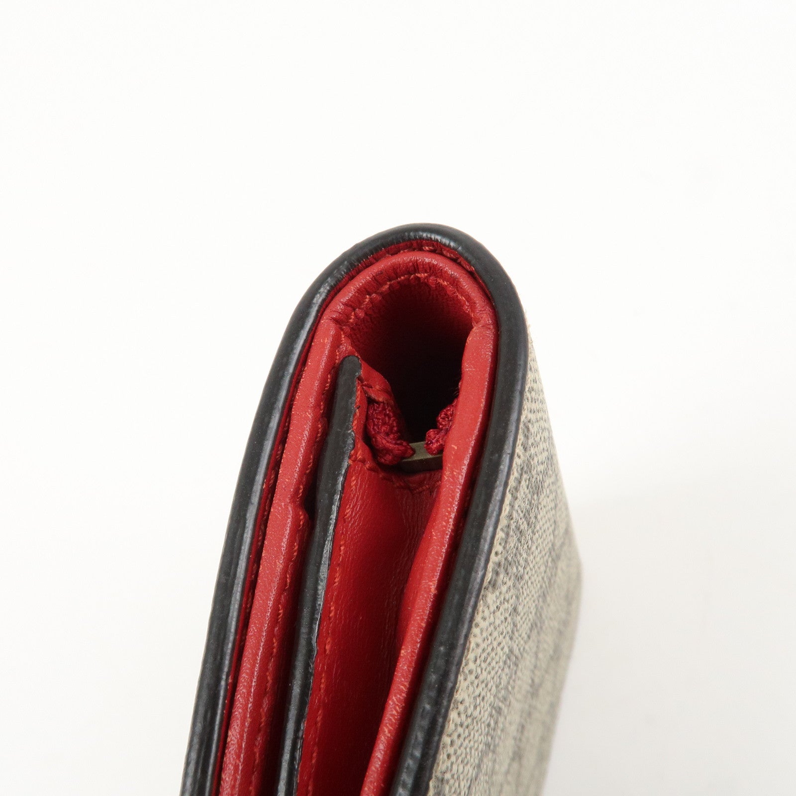 GUCCI Interlocking G GG Supreme Cherry Compact Wallet Beige 476050 Used