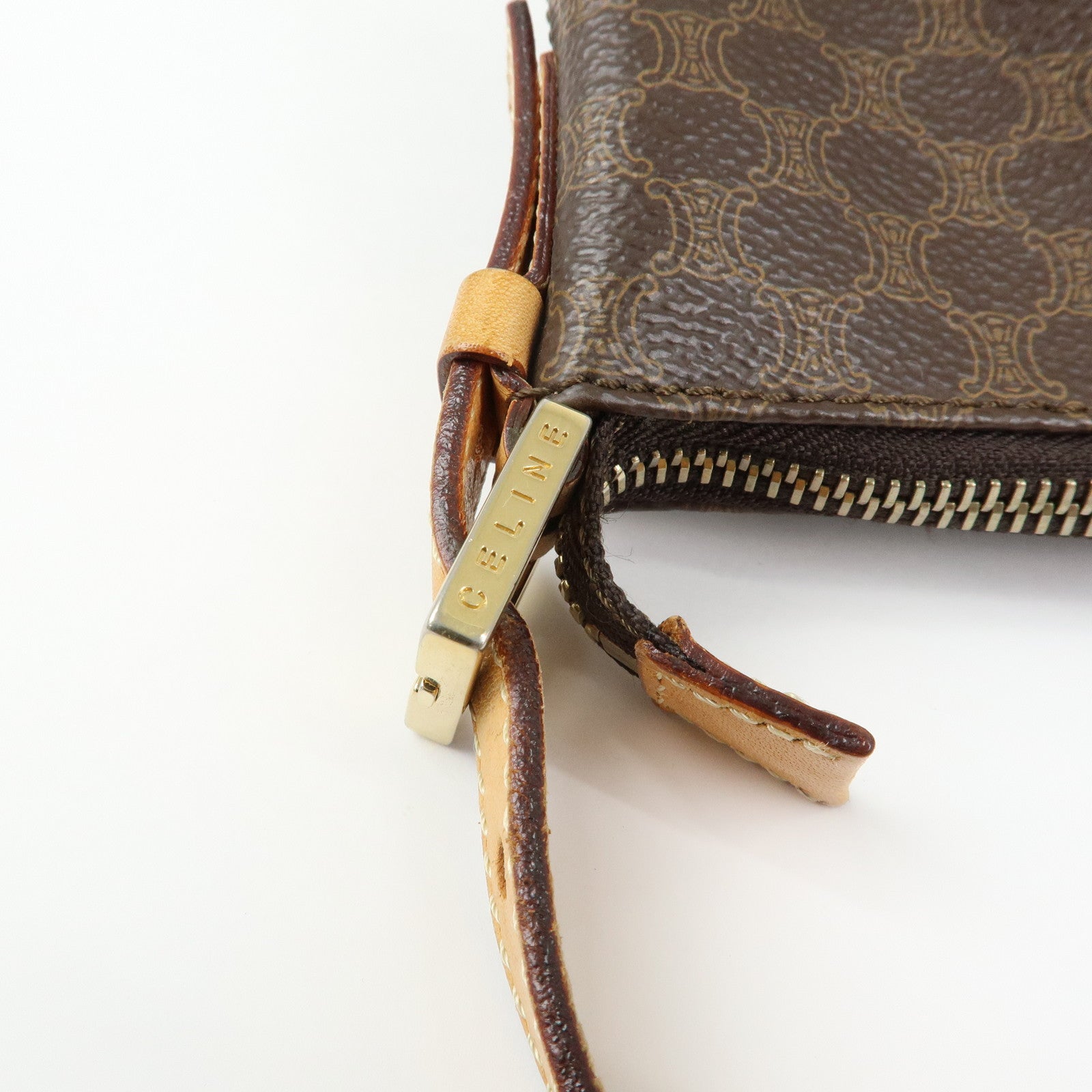 CELINE Macadam PVC Leather Shoulder Bag Hand Bag Brown