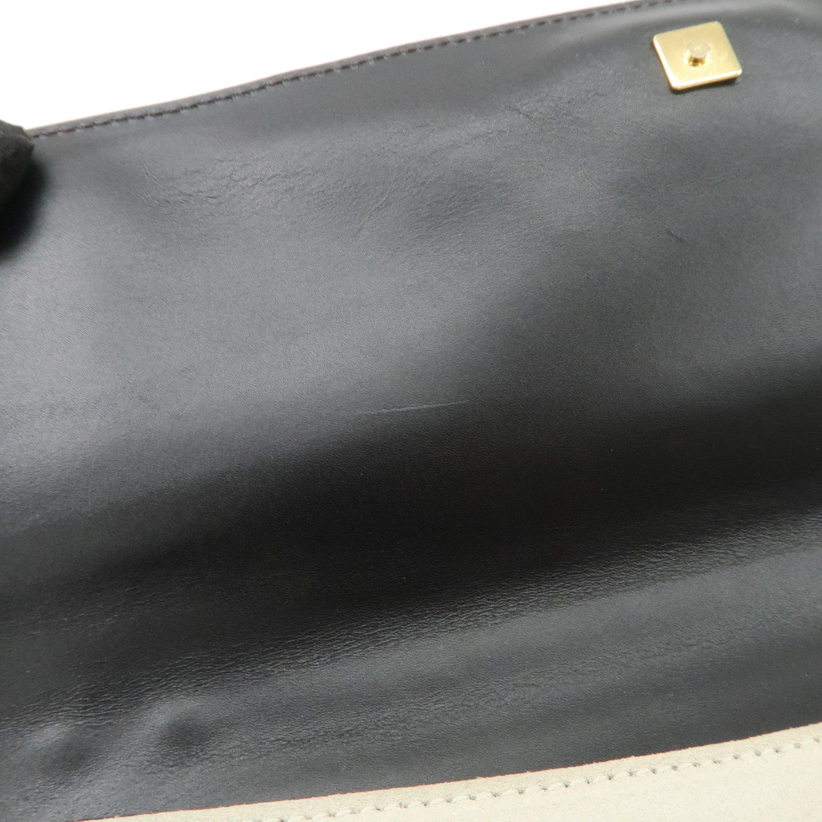 GUCCI Bamboo Suede Shoulder Bag Hand Bag Light Gray 001.4047