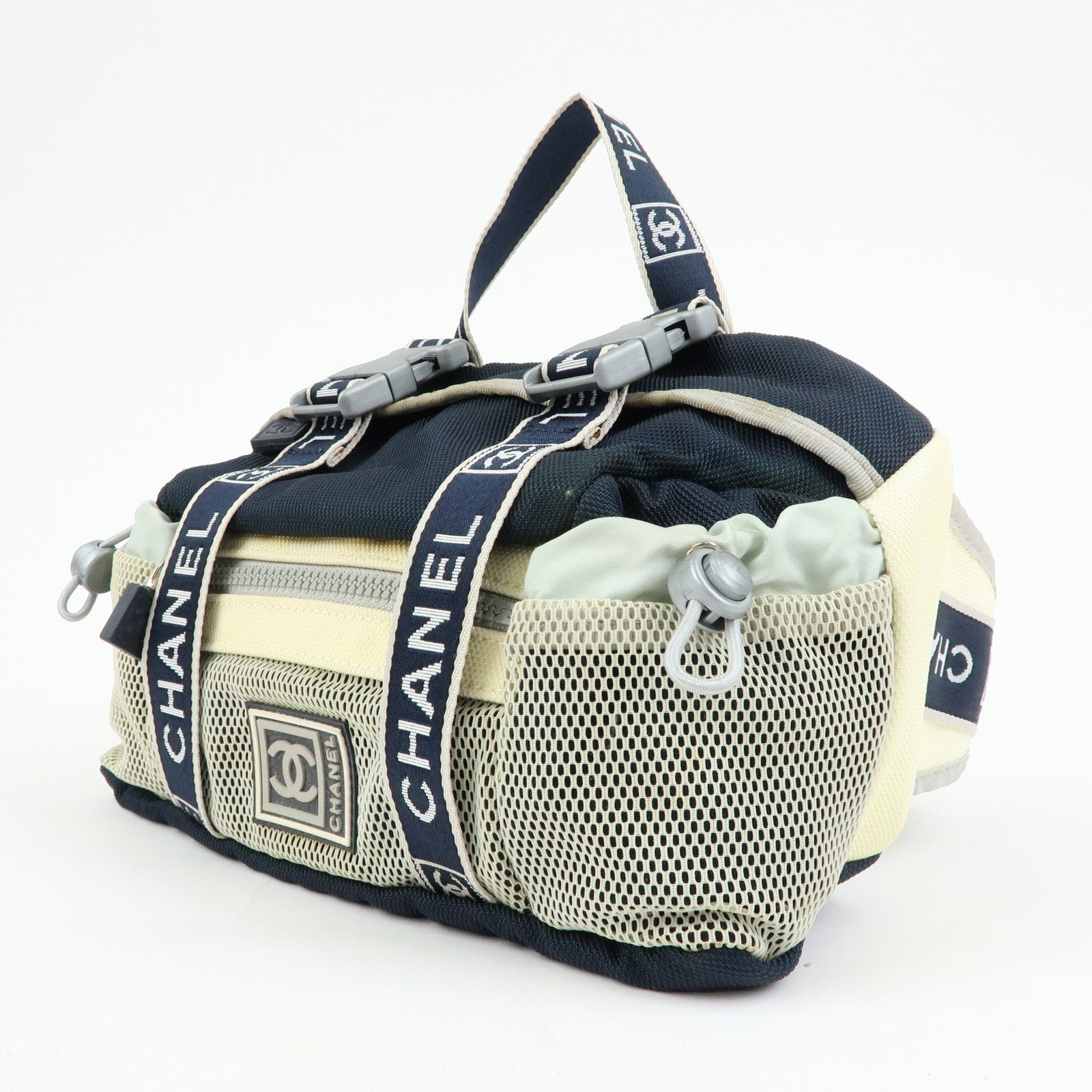 CHANEL Sportline Nylon 2Way Bag Hand Bag Navy Ivory A27892