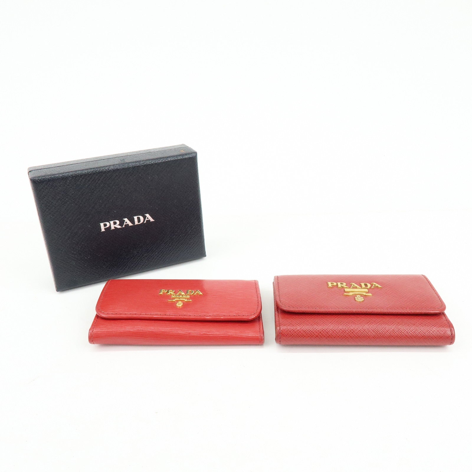 PRADA Set of 2 Saffiano Leather Key Case Red 1PG004/1PG222