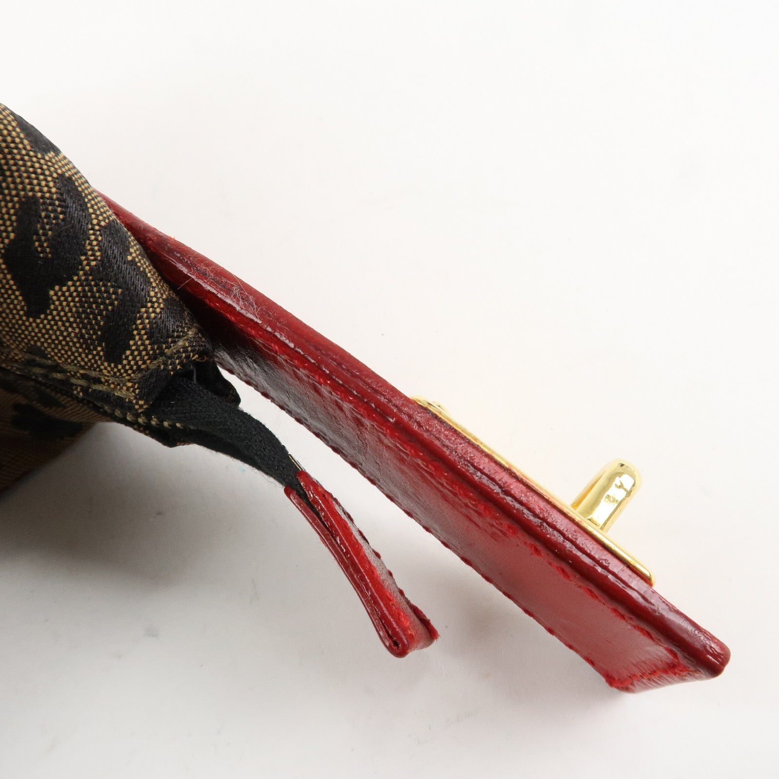 FENDI Canvas Leather Leopard Vanity Bag Cosmetic Pouch 26360 Used