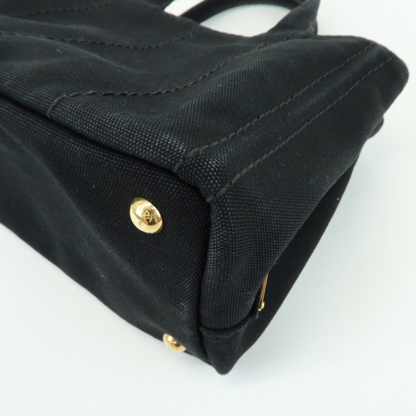 PRADA Triangle Logo Canapa Mini Canvas 2Way Hand Bag Black 1BG439