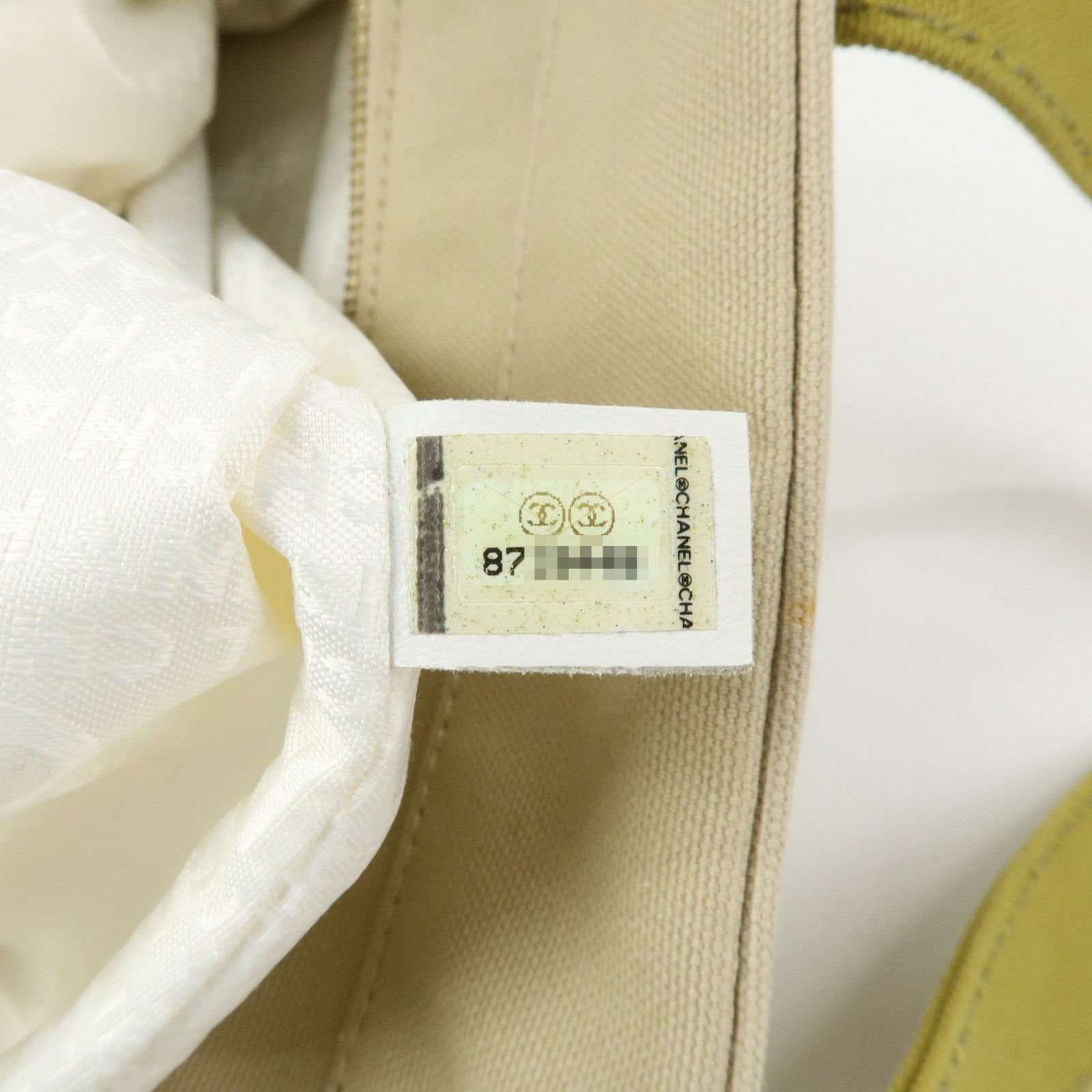 CHANEL Marshmello COCO Mark Canvas Hand Bag Beige Light Green Pink