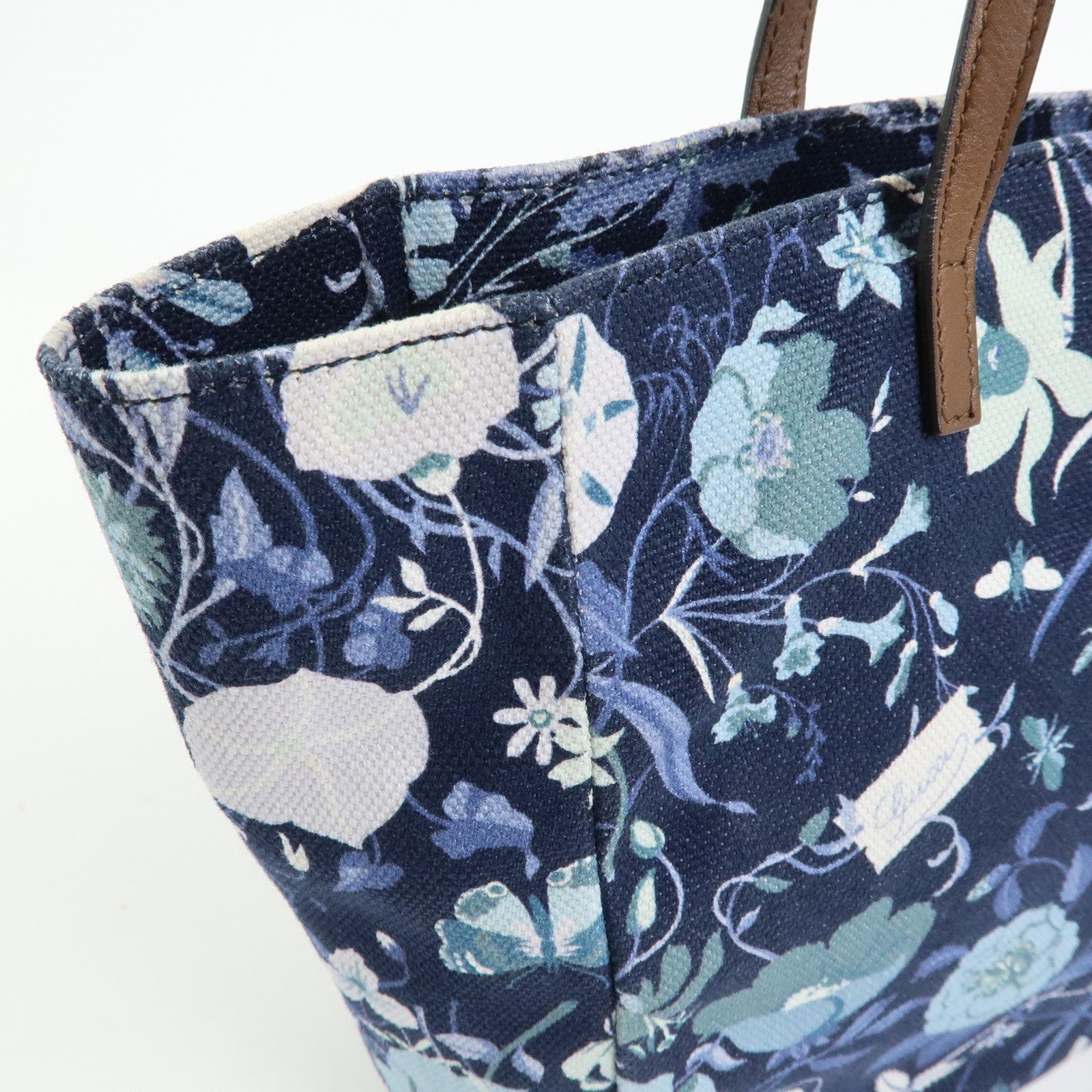 GUCCI Children's Canvas Leather Tote Bag Hand Bag Flower 284721