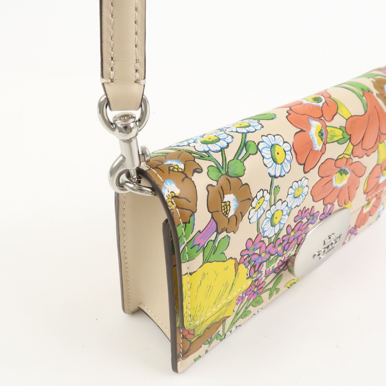 COACH Elaiza Leather Flap Crossbody Shoulder Bag Floral Print