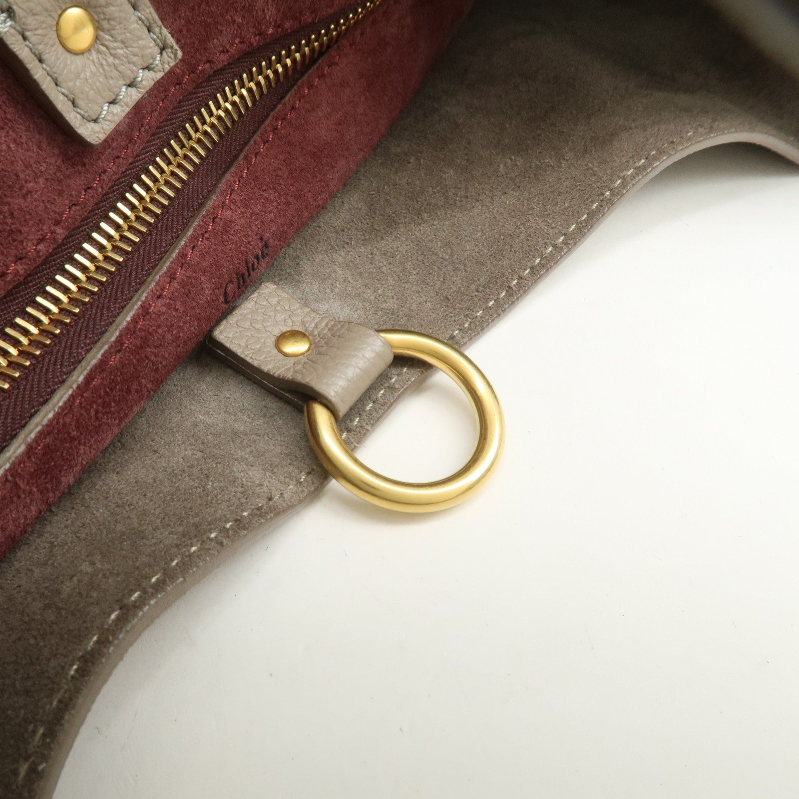 Chloe Marcie Grain Calf Leather Hobo Bag Shoulder Bag Motty Grey