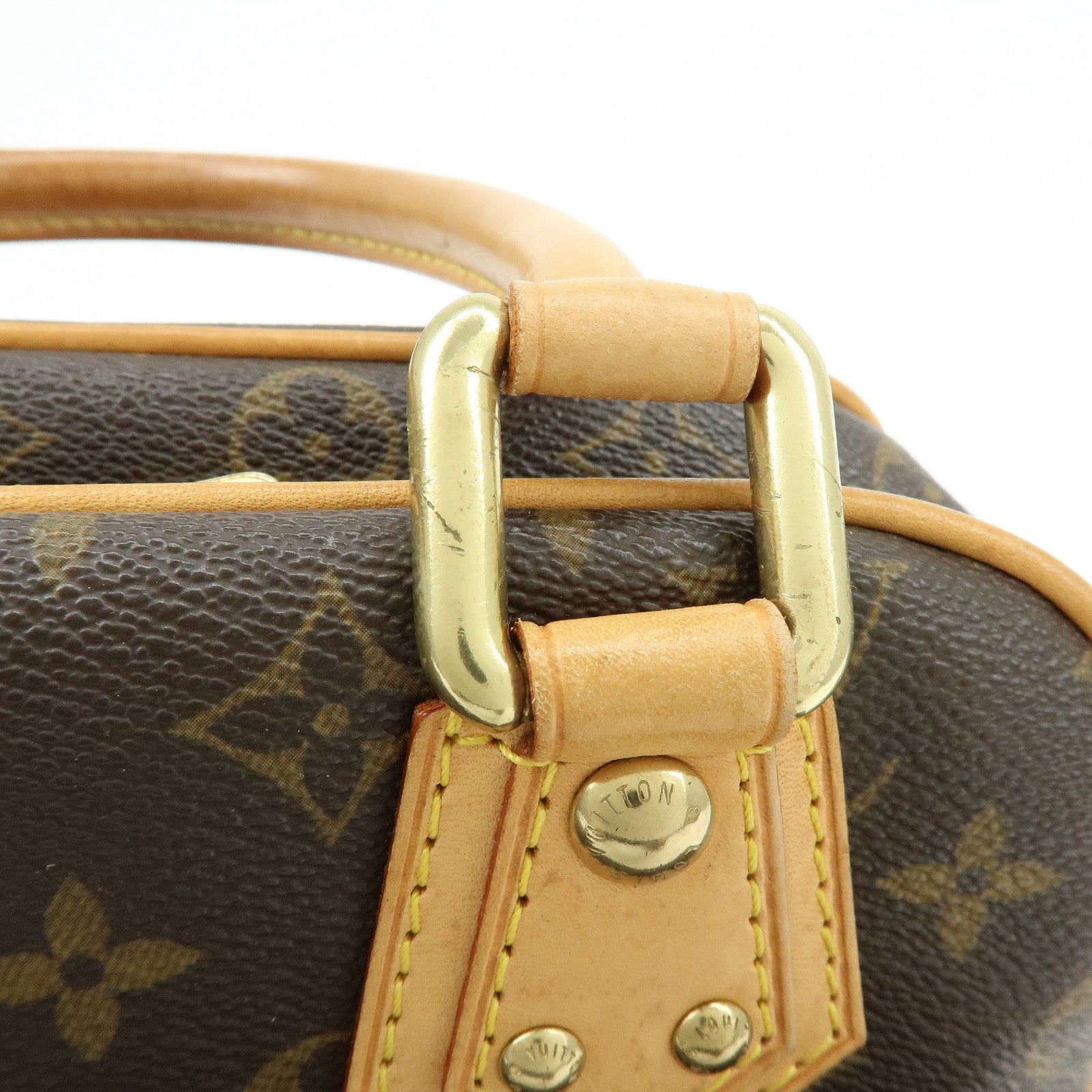 Louis Vuitton Monogram Manhattan PM Hand Bag Brown M40026