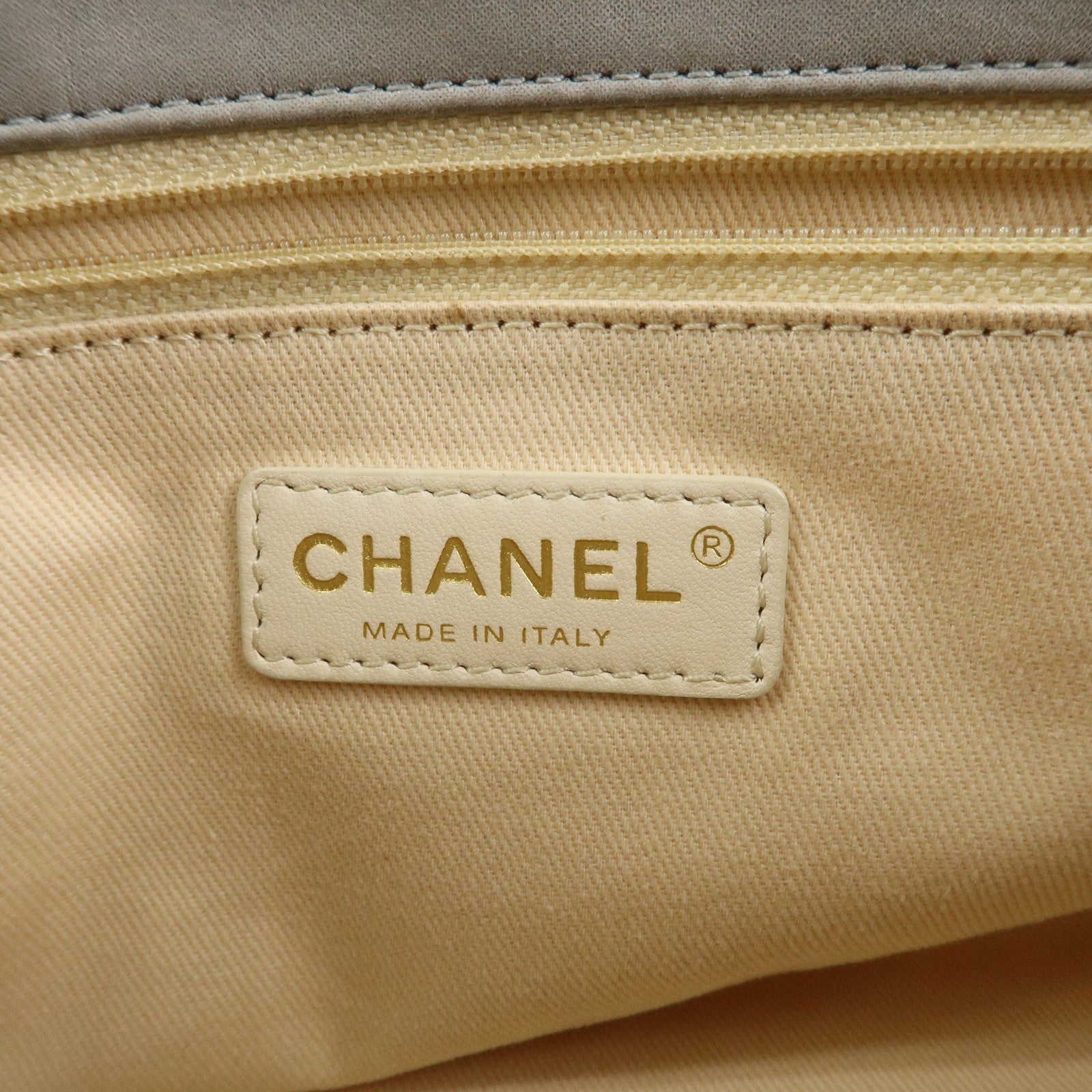 CHANEL Matelasse COCO Mark Shiny Lamb Skin Chain Shoulder Bag Gray