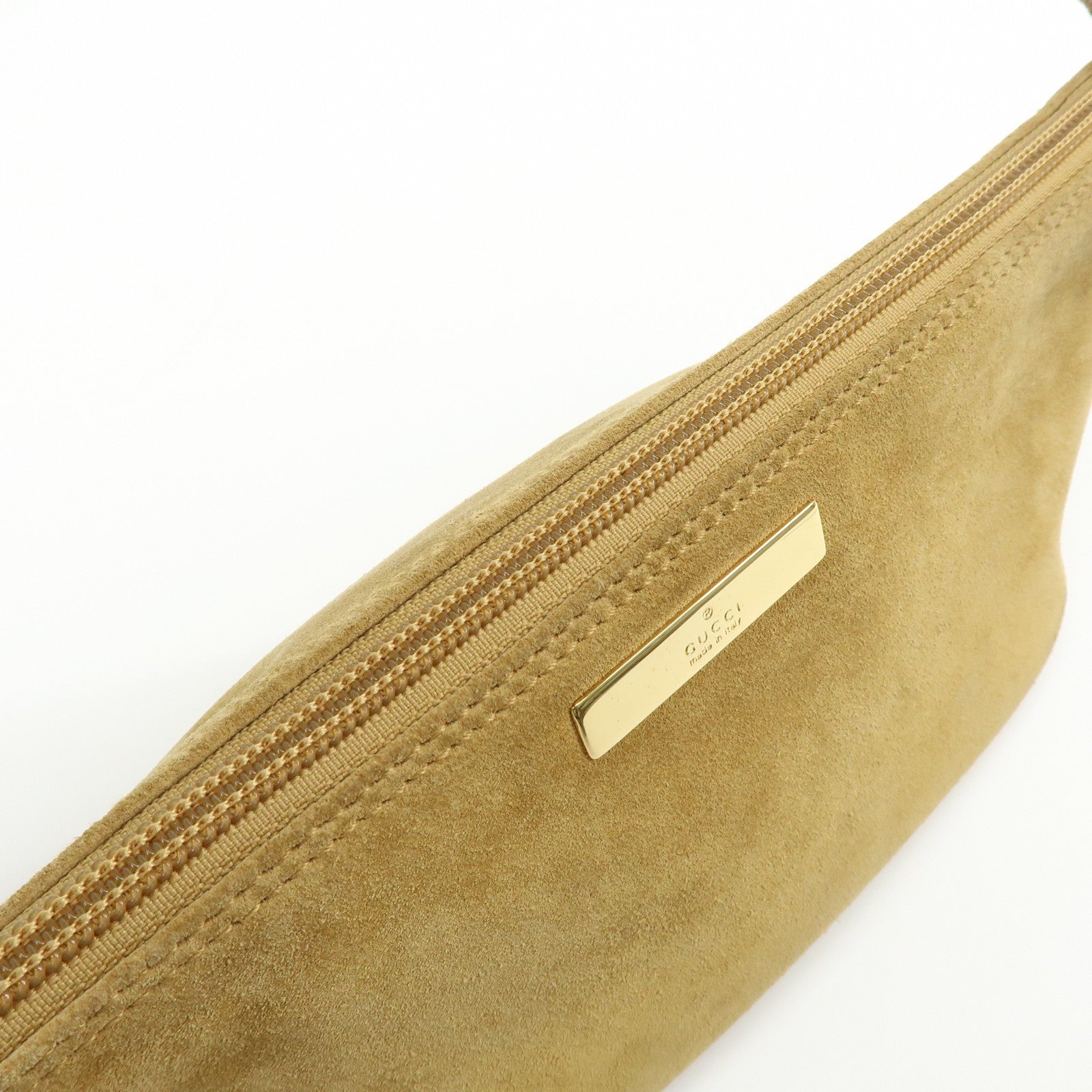 GUCCI Boat Bag Suede Leather Pouch Hand Bag Brown 039.1103