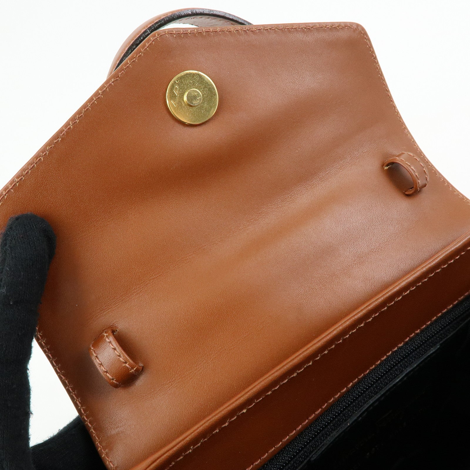 Ferragamo Gancini Leather 2Way Bag Hand Bag Shoulder Bag Brown