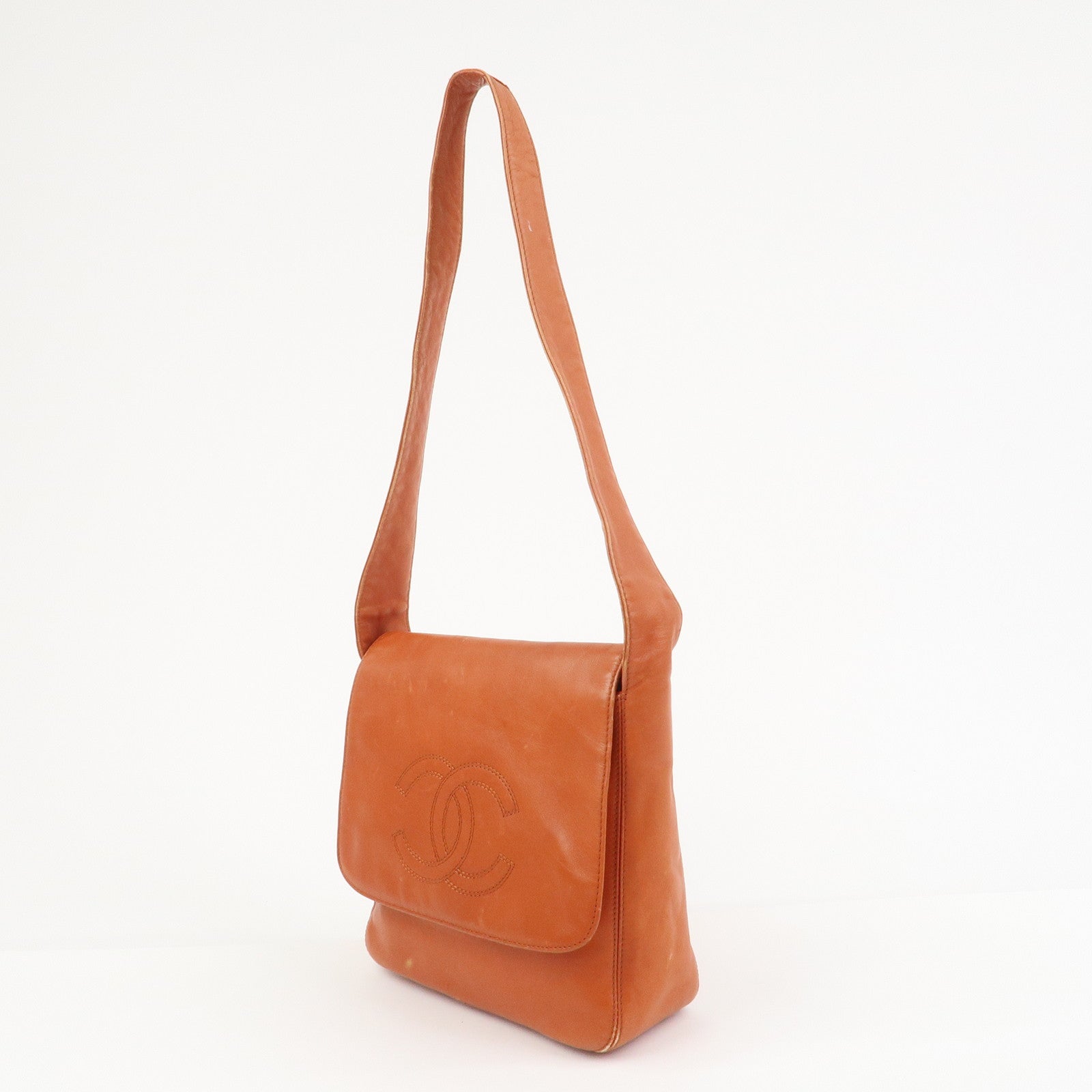 CHANEL COCO Mark Calf Leather Shoulder Bag Hand Bag Brown