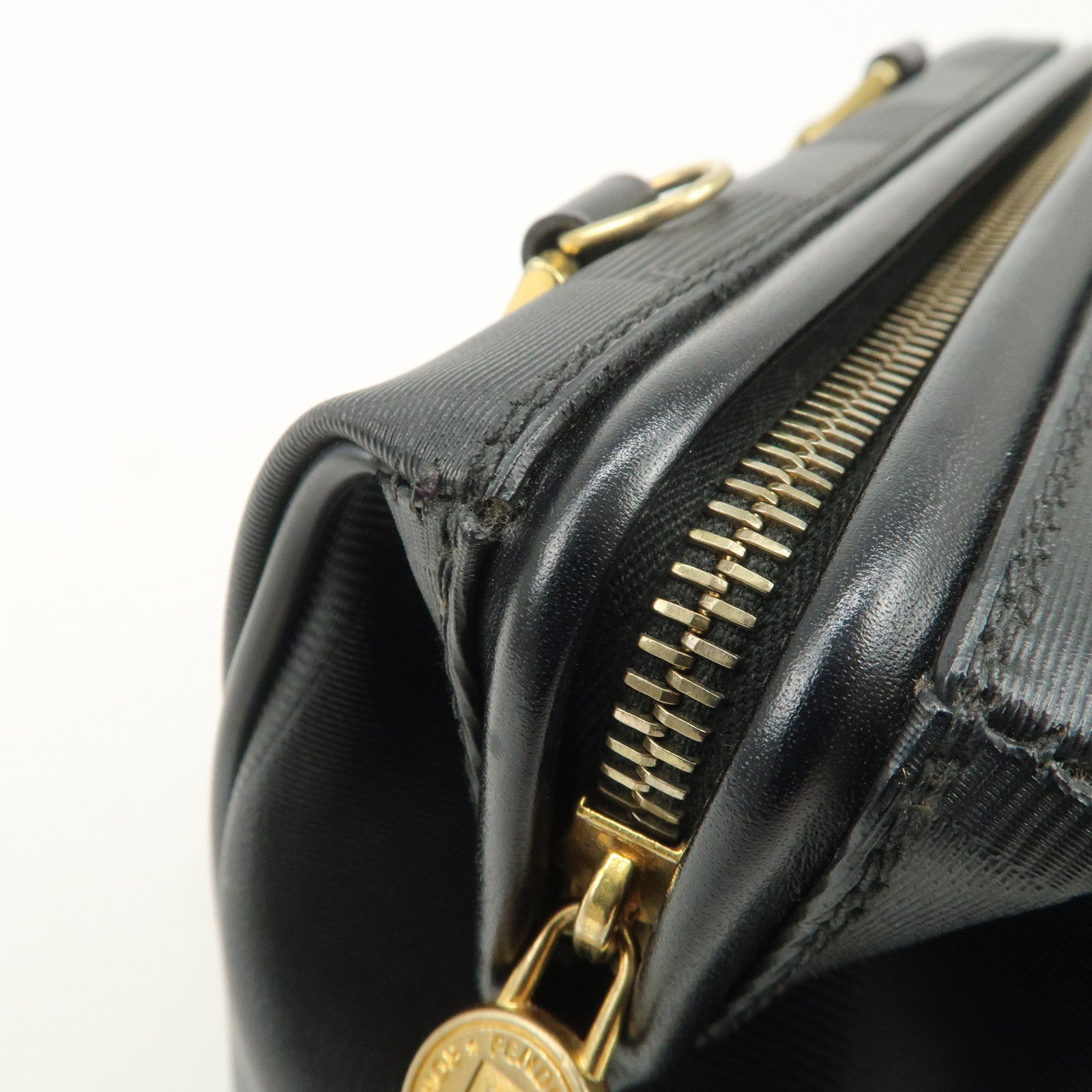 FENDI Pequin PVC Canvas Leather 2Way Boston Bag 259022