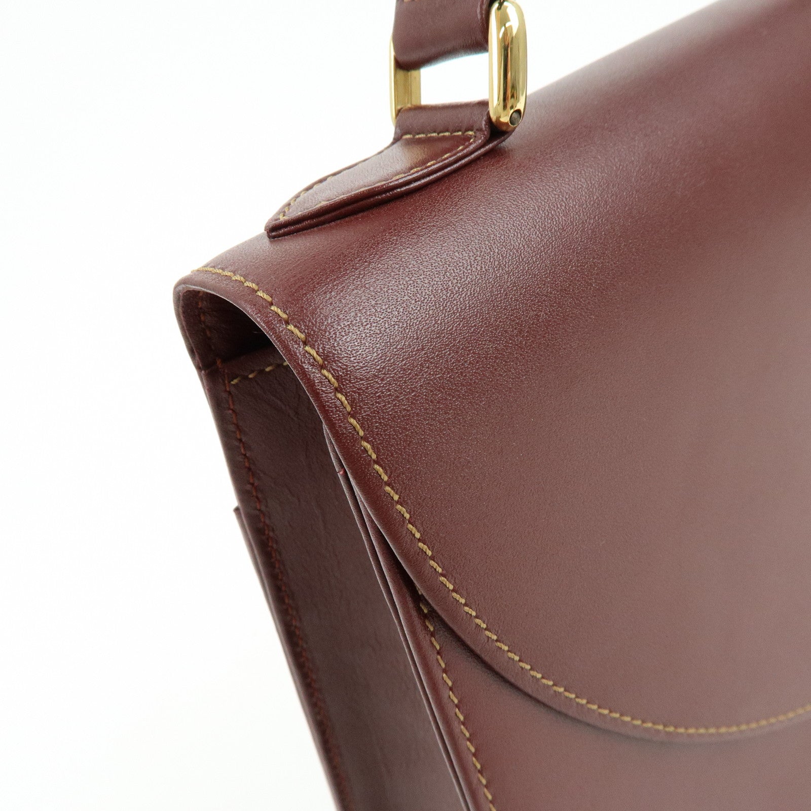 Cartier Must de Cartier Calf Skin Hand Bag Tote Bag Bordeaux