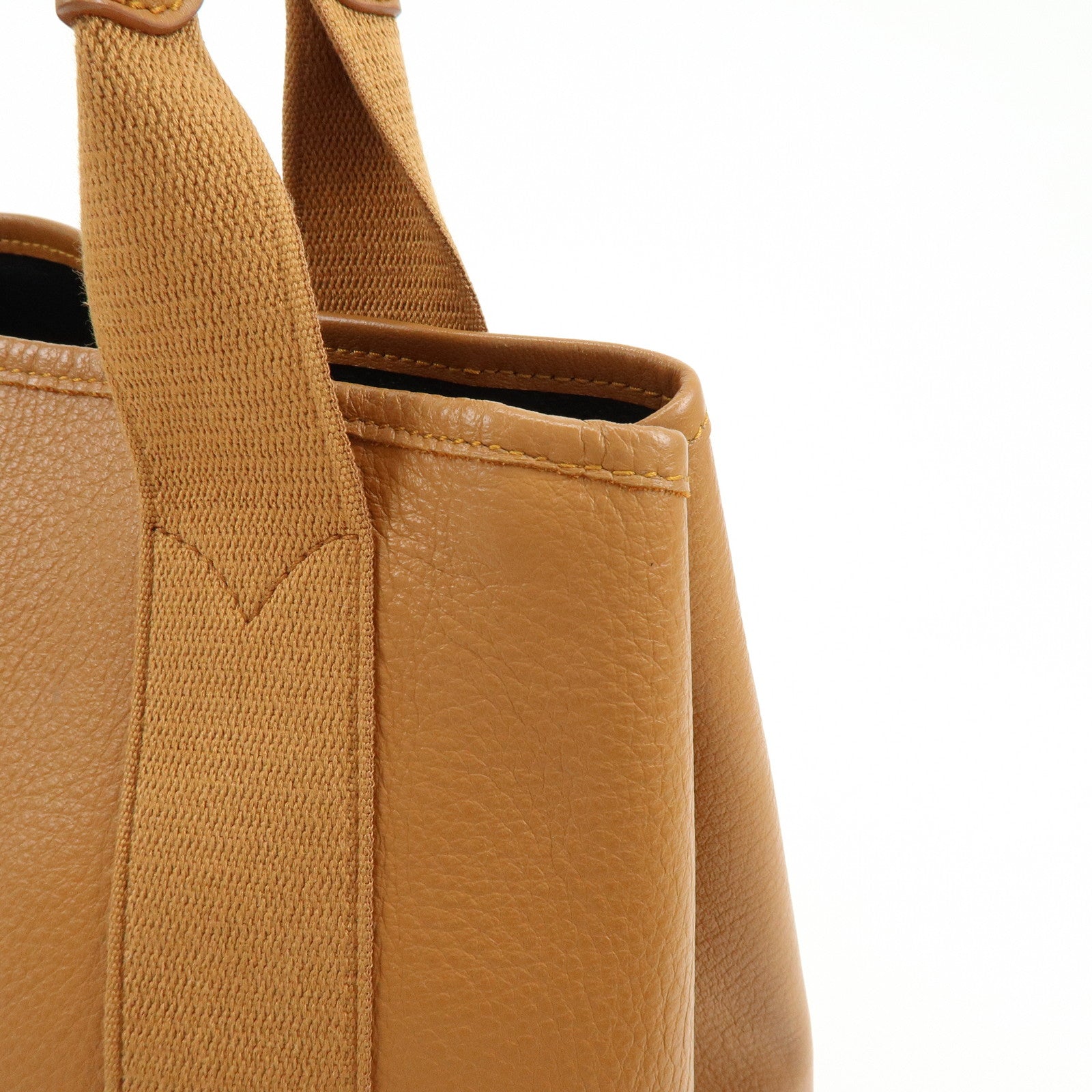 BALENCIAGA Navy Cabas Small Leather Tote Bag Hand Bag Brown 339933