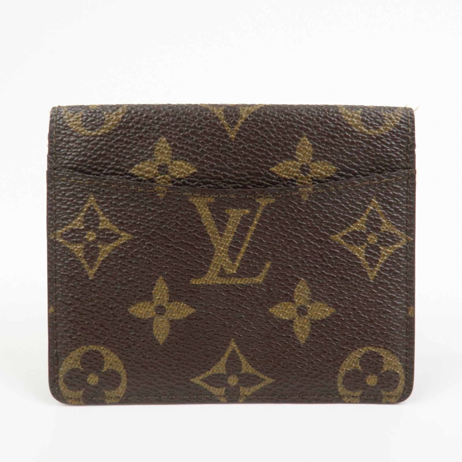 Louis Vuitton Monogram Canvas Leather Card Case Card Holder Brown
