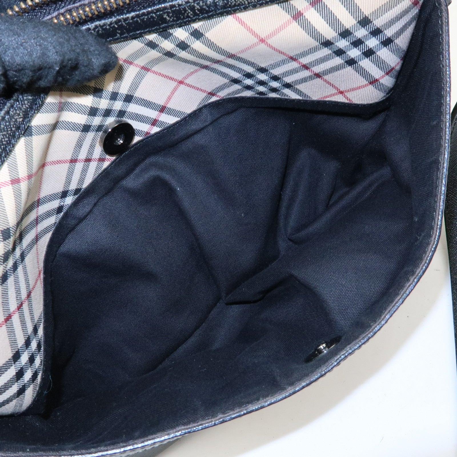 BURBERRY Nova Plaid Canvas Leather Shoulder Bag Beige Black